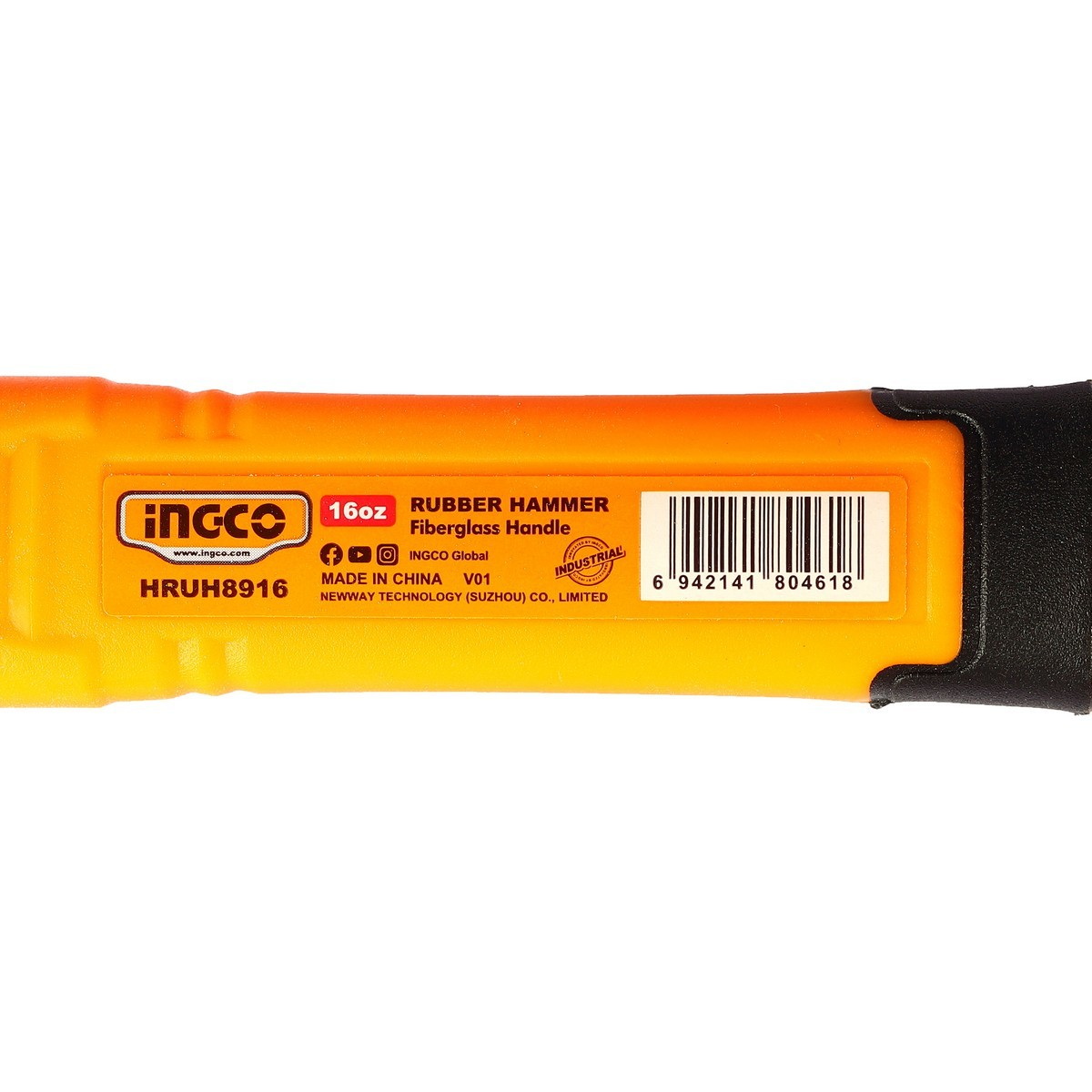 INGCO HRUH8916 ค้อนยาง ด้ามไฟเบอร์ 16oz ขาว