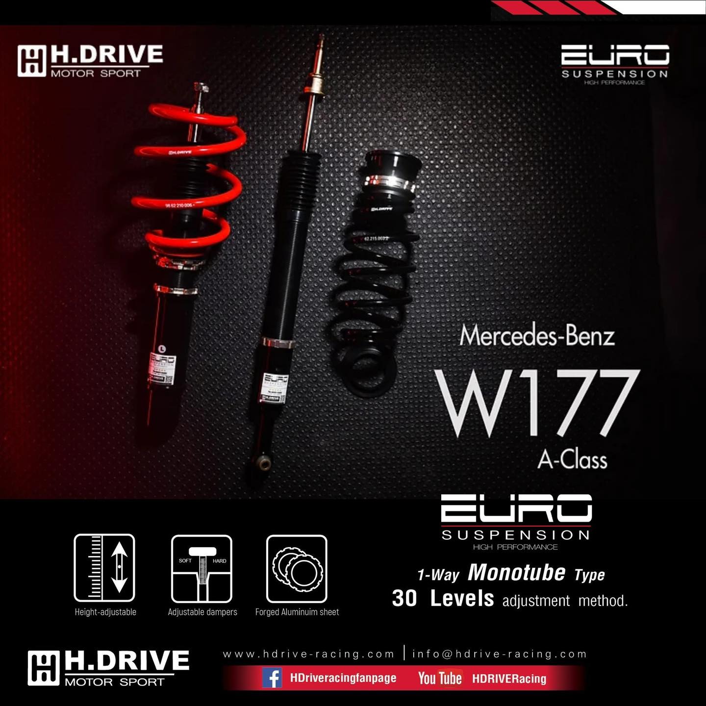 โช๊ค H.DRIVE รุ่น EURO SPEC เป็นโช๊คที่ถูกออกแบบ มาสำหรับ BENZ W177