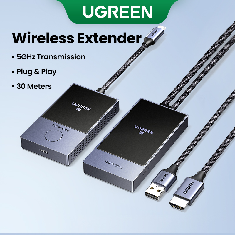 Ugreen 35031A โปรเจคเตอร์หน้าจอไร้สาย อุปกรณ์ส่งสัญญาณภาพไร้สาย 1080p/60Hz สำหรับการประชุม HDMI Wireless