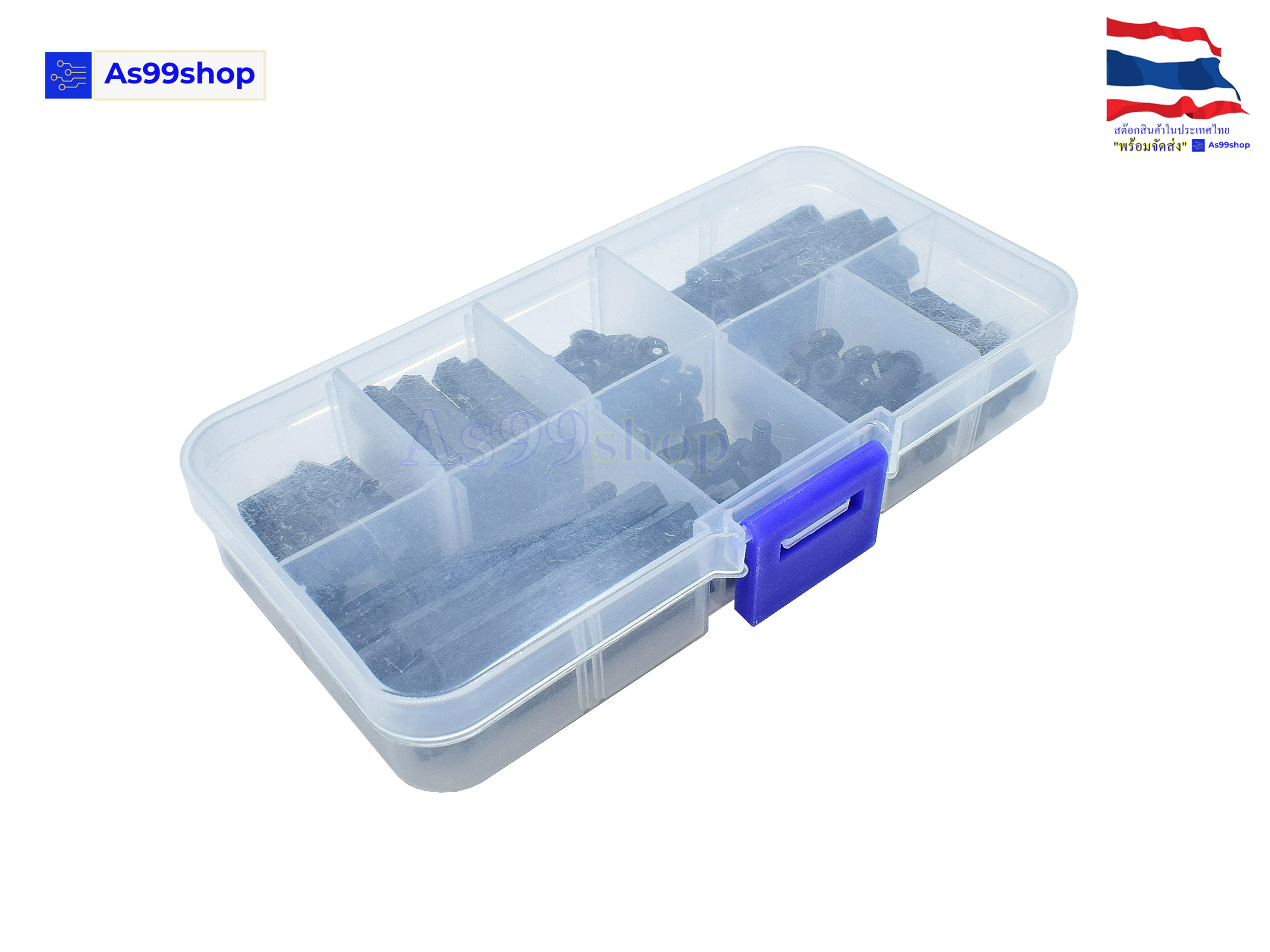 กล่อง Kit Nut Column Plastic Black-M3 100 ชิ้น
