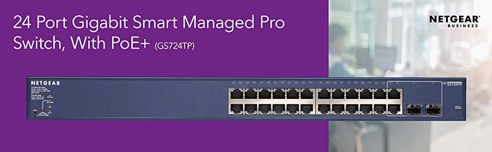 NETGEAR GS724TP — 24-Port Gigabit Ethernet PoE Smart Switch with 2 SFP Ports