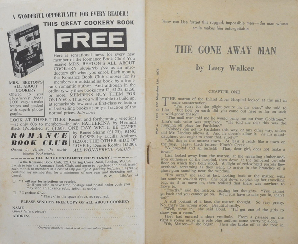 WOMAN’S WEEKLY LIBRARY No.1089 The Gone-Away Man (เล่มเล็ก)