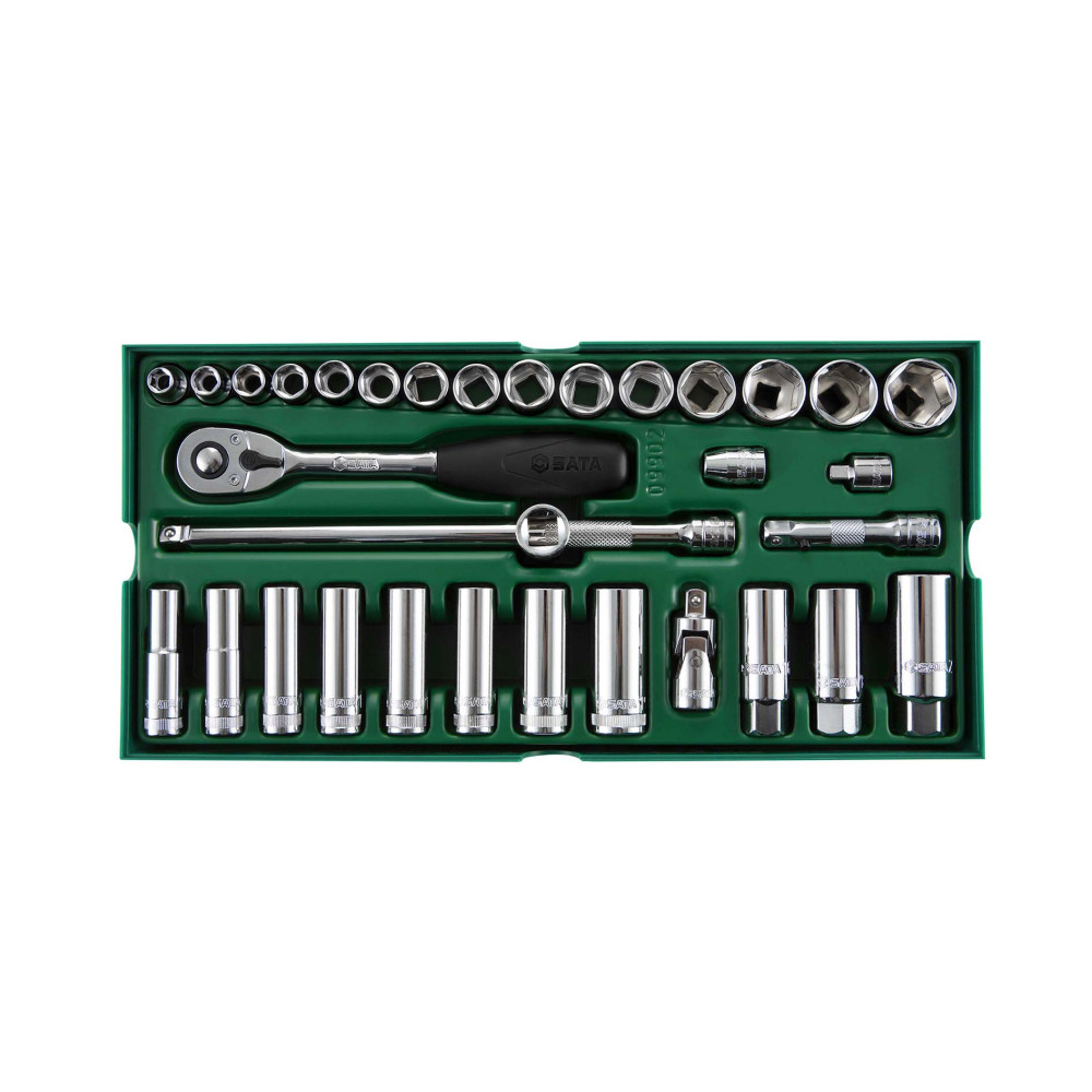 SATA 09902 ชุดถาดพร้อมลูกบ๊อกซ์ 3/8" 6P 33ชิ้น