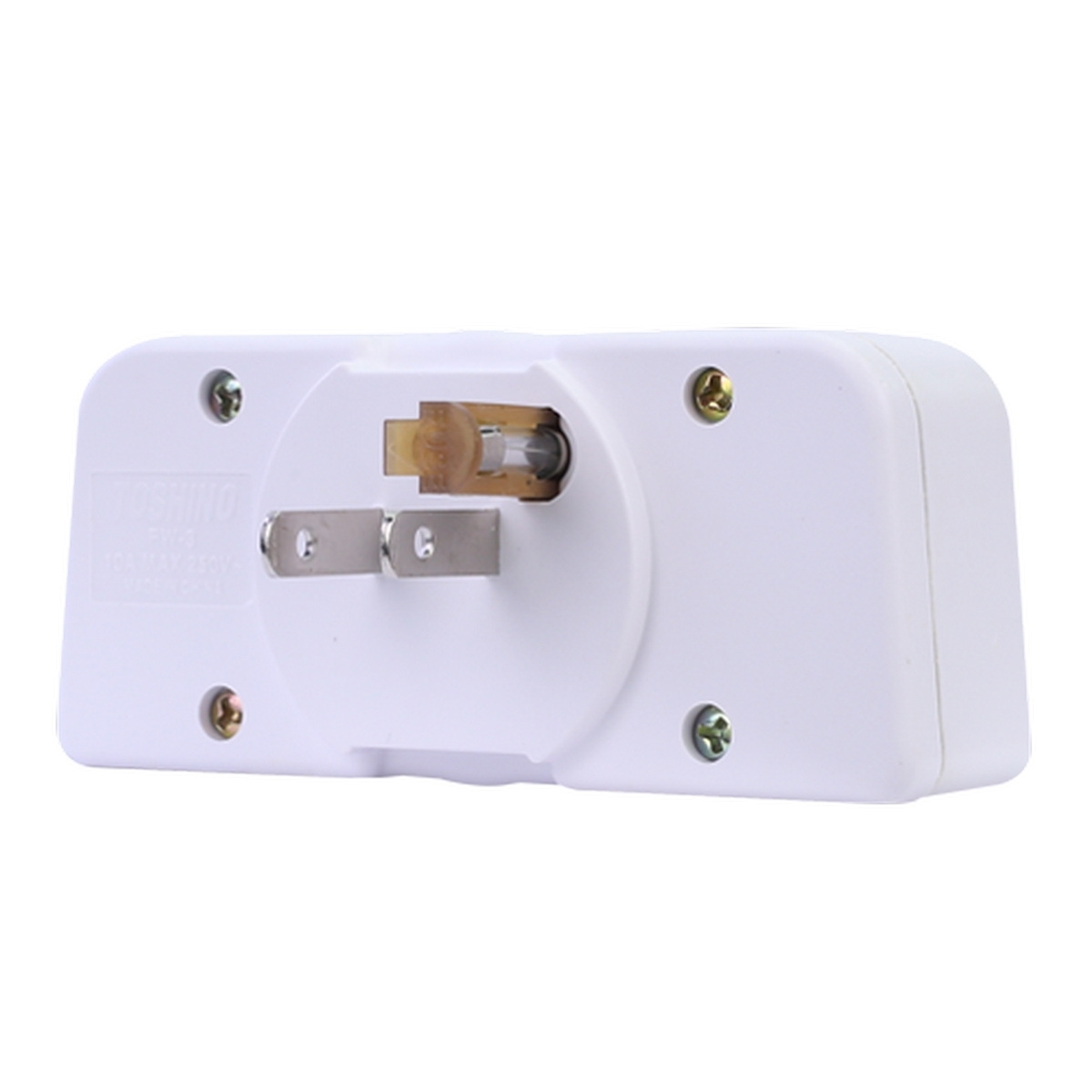 TOSHINO FW-3 ปลั๊กแปลง 3 ช่อง 2 ขาแบน 10A/2200W (มีฟิวส์)