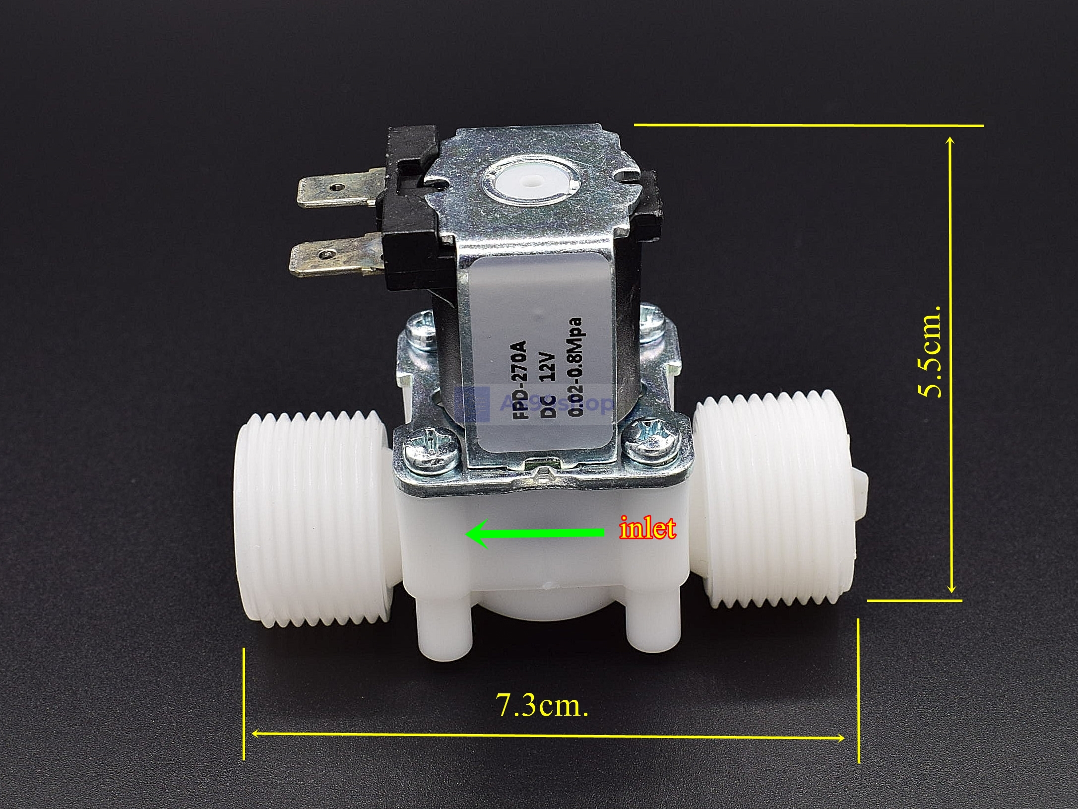 โซลินอยด์วาล์วพลาสติก Solenoid Valve 12VDC 3/4 นิ้ว สำหรับเปิด-ปิด น้ำ