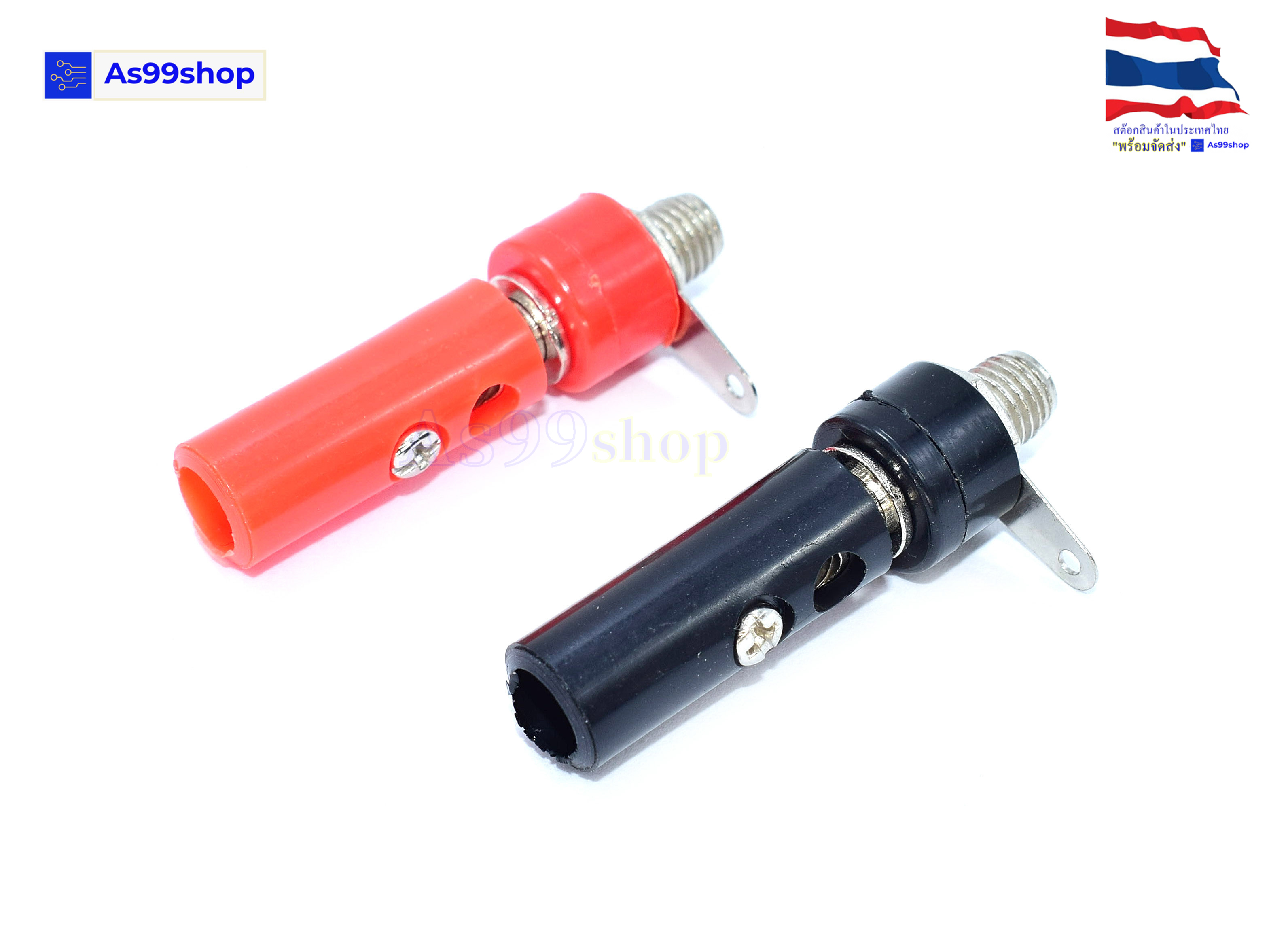 บานานาปลั๊กตัวผู้+ตัวเมีย (Banana plug+Socket)ขนาด 4 มิลลิเมตร (1 ชุด 4 ตัว)