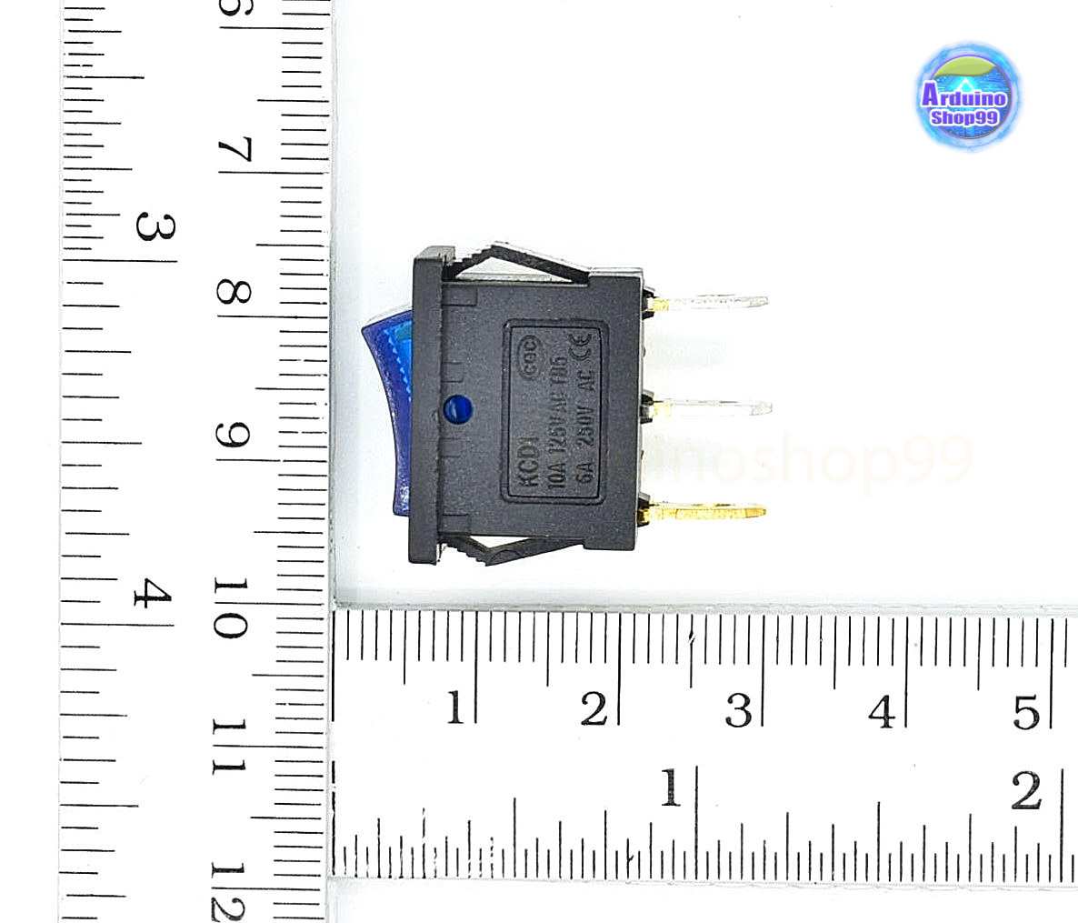 KCD1 Rocker Switch 3Pin 6A/10A 250V/125V AC Blue( 1 ตัว)