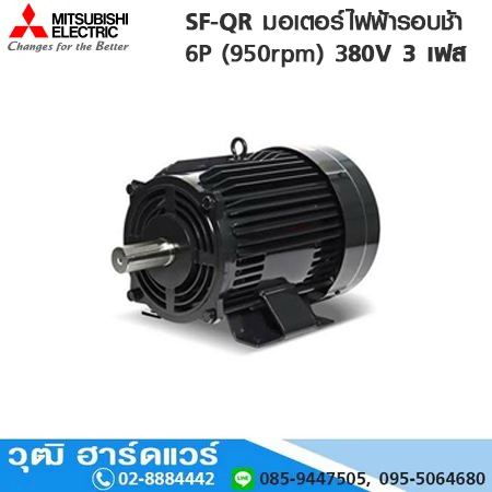 MITSUBISHI SF-QR มอเตอร์ไฟฟ้ารอบช้า 6P (950rpm) 380V 3 เฟส