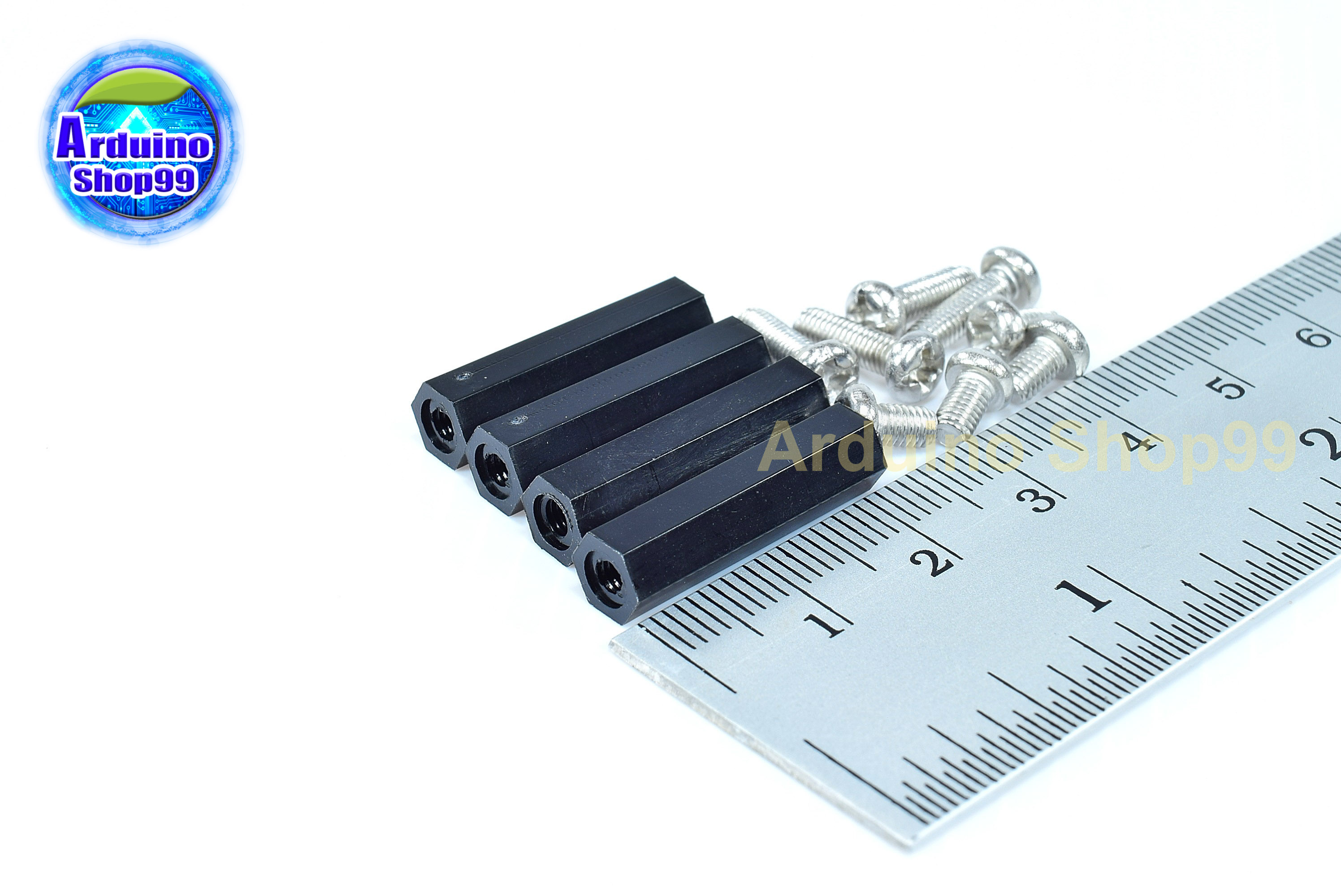 M3*22 column double-pass hex Black ( 1 ชุด 4 ตัว )+น๊อตหัวกลม 8 ตัว