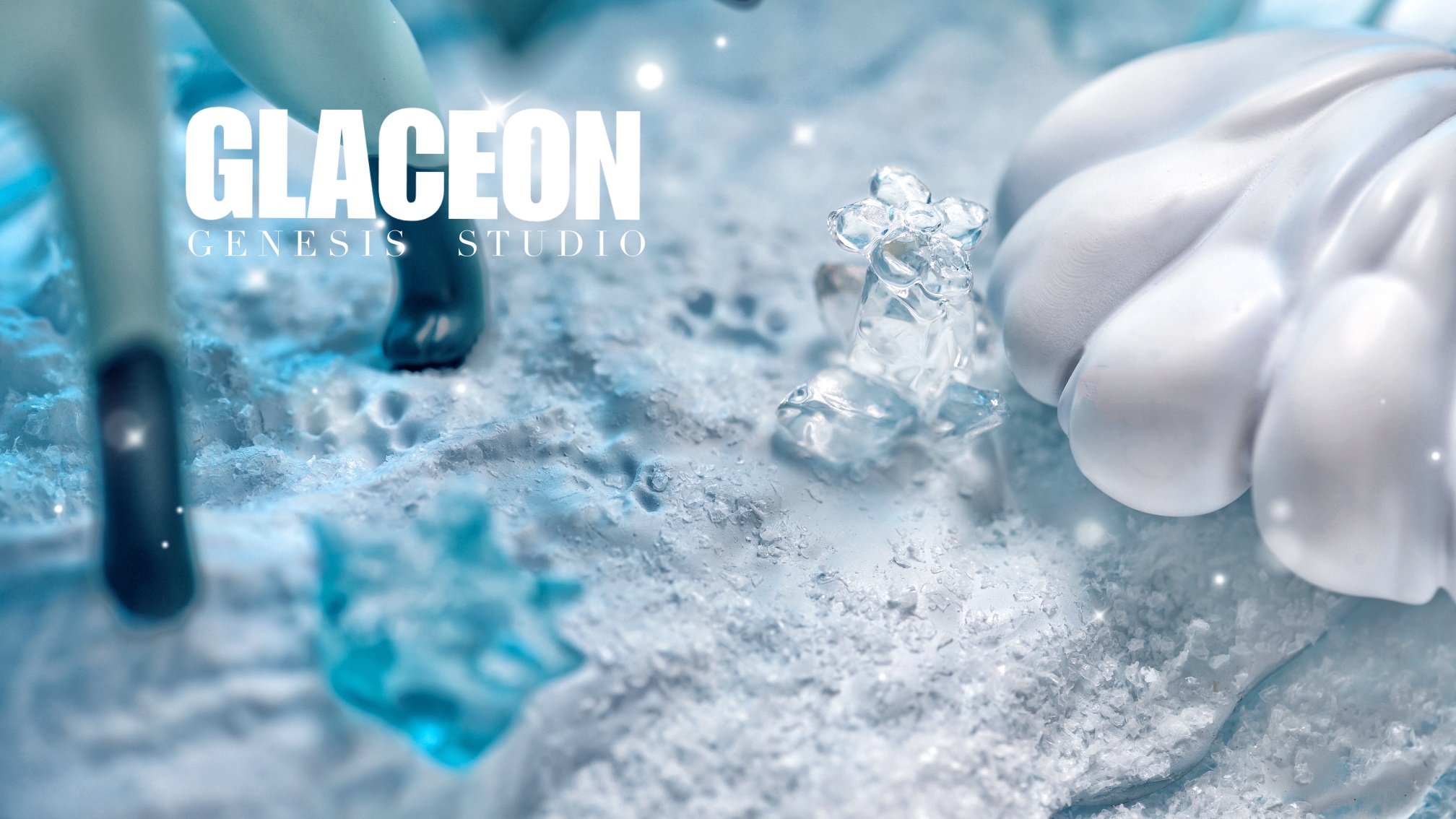 GENESIS Studio - Glaceon(Eevee use Ice Stone) on ice field with Piplup and Spheal โปเกมอน POKEMON(Pokémon) อีวุย กราเซีย