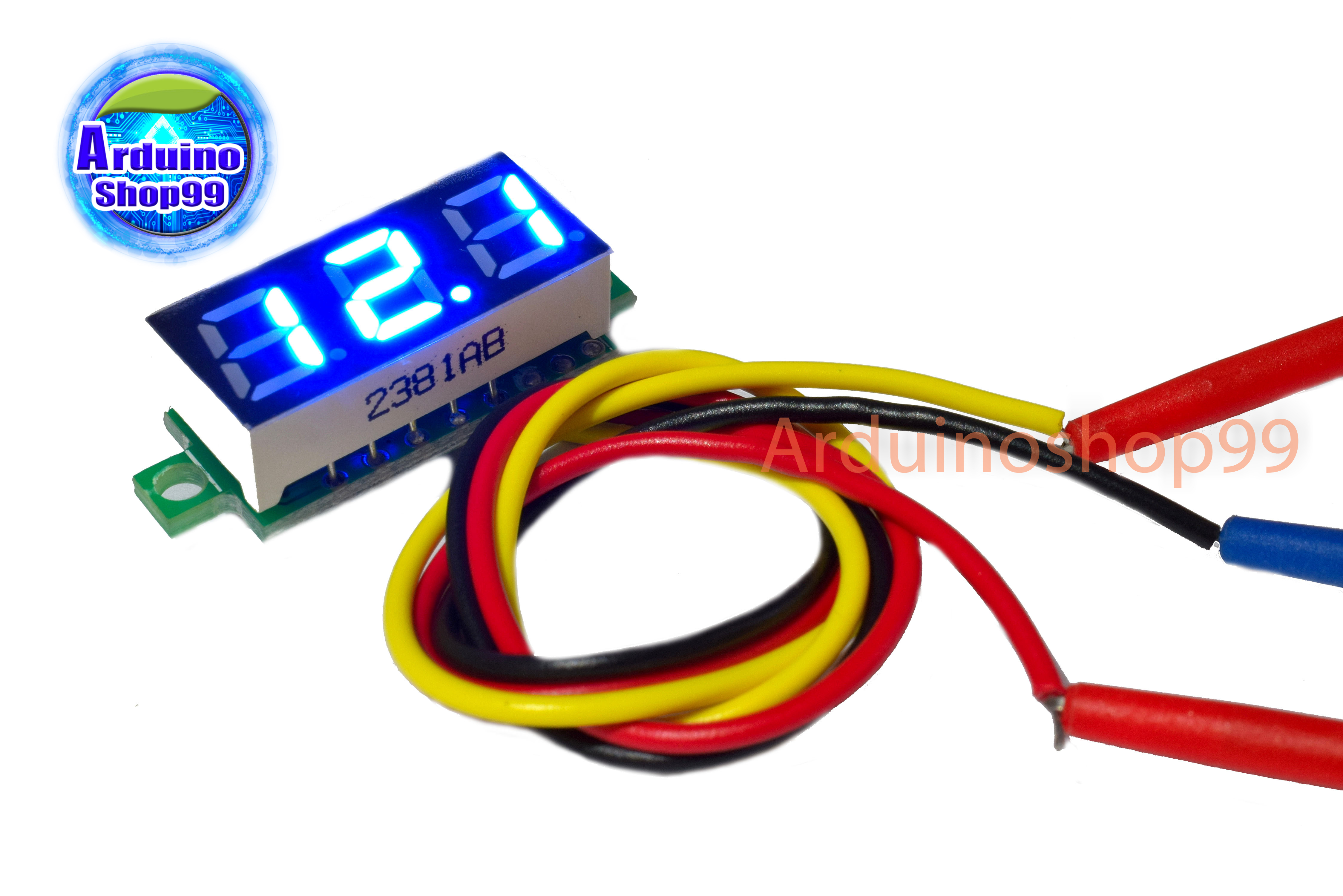 จอแสดงผล ค่าโวลต์ DC voltage meter head 0.28 inch LED DC 0V - 100V (สีน้ำเงิน)