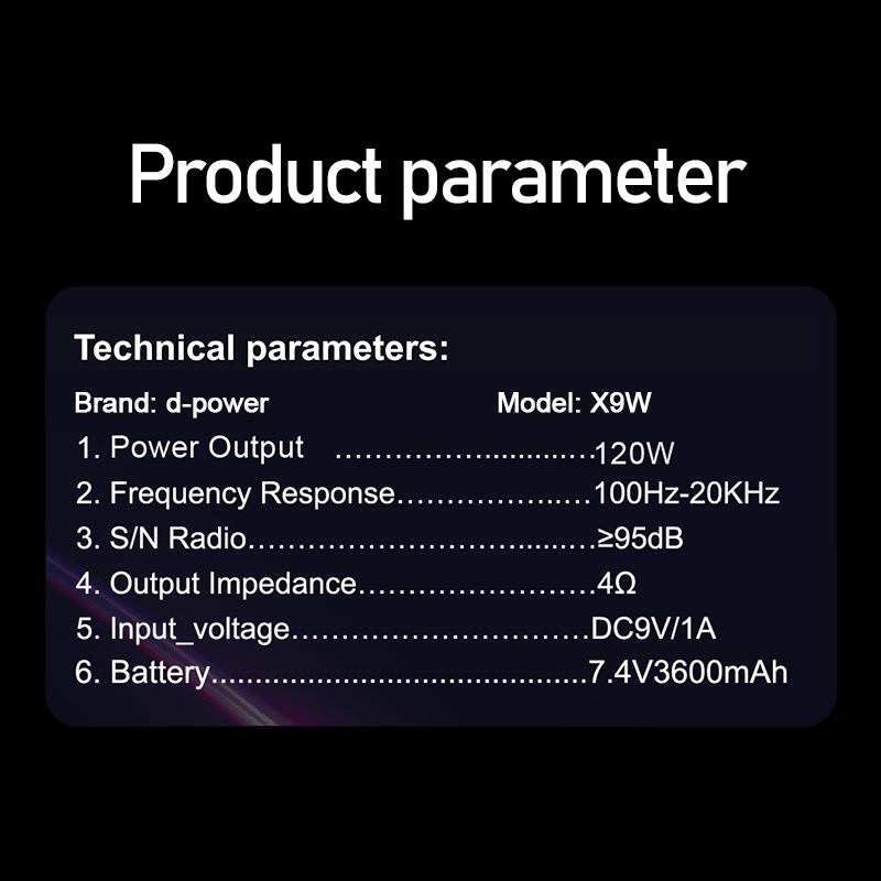 d-power ลำโพงบลูทูธ รุ่น X9W กำลังขับ 120วัตต์ ลำโพงกลางเเจ้ง ฟังก์ชั่นครบ เเถมฟรี! ไมค์ลอย รับประกัน 1 ปี