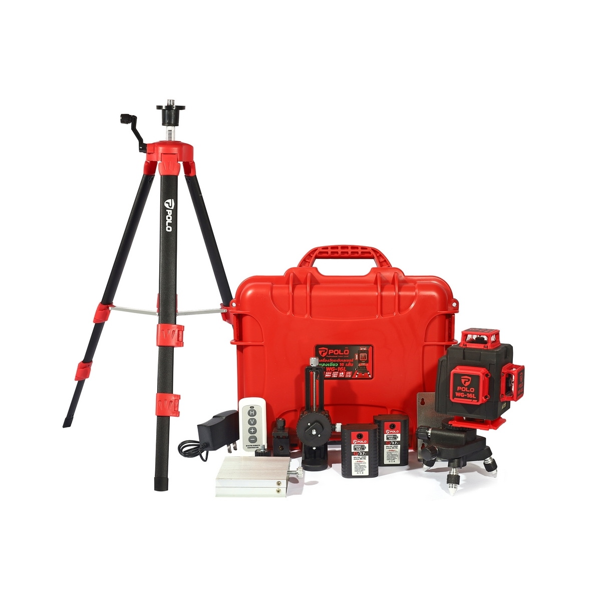 POLO WG-16L เครื่องวัดระดับเลเซอร์ แสงสีเขียว 16 เส้น 4 มิติ พร้อมขาตั้ง 1.2m สำหรับภายในอาคาร หรือในที่ร่ม