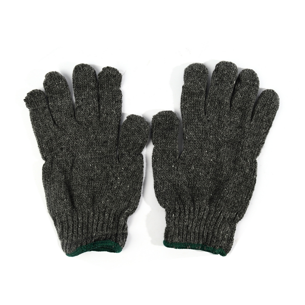 ถุงมือผ้า สีเทา ขอบเขียว 500g