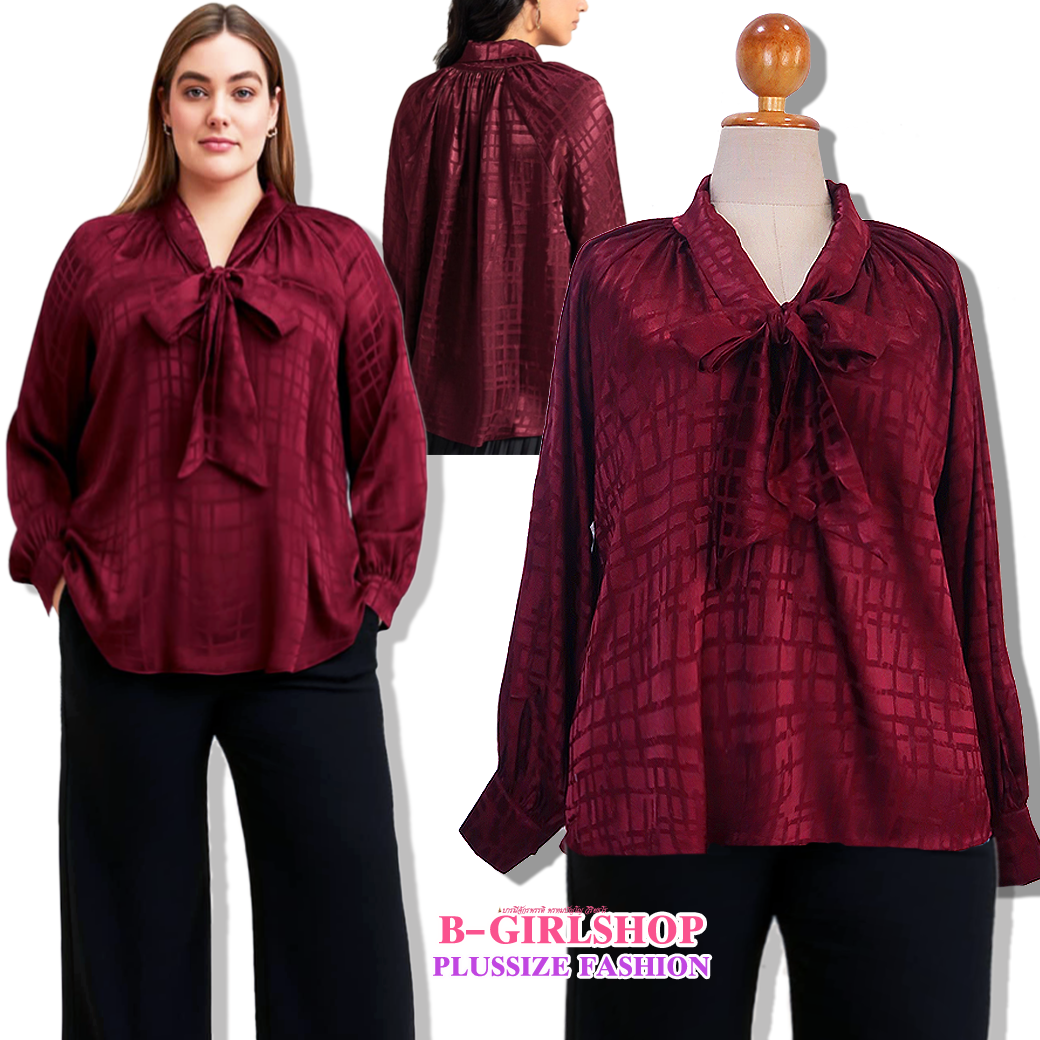 Ha6597-2 *แบรนด์นอก Primark* ไซส์ Uk20 เสื้อสาวอวบผ้าเครปเนื้อลื่นทอลายในเนื้อผ้าสลับส่วนเงาและด้านผ้าสวย สีเบอร์กันดีเข้ม ผ้าดี ทรงดี รอบอก 56 วงแขน 26 ต้นแขน 22 ชาย 64 ยาว 29 นิ้ว