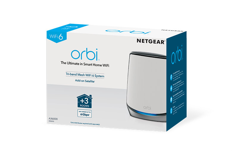 AX6000 WiFi Satellite (RBS850) Orbi Tri-Band WiFi 6 Add-on Satellite, 6Gbps