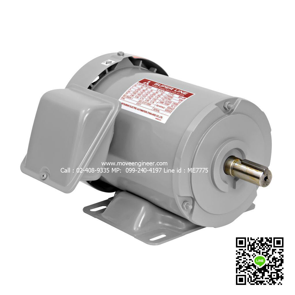 มอเตอร์ MITSUBISHI รุ่น SF-JR ชนิดหุ้มมิด กำลัง 1 แรงม้า (0.75 กิโลวัตต์) 3 เฟส 220/380 โวลต์ 4 โพล 3 สาย IP44 ความเร็วรอบ 1450 RPM (รอบต่อนาที)
