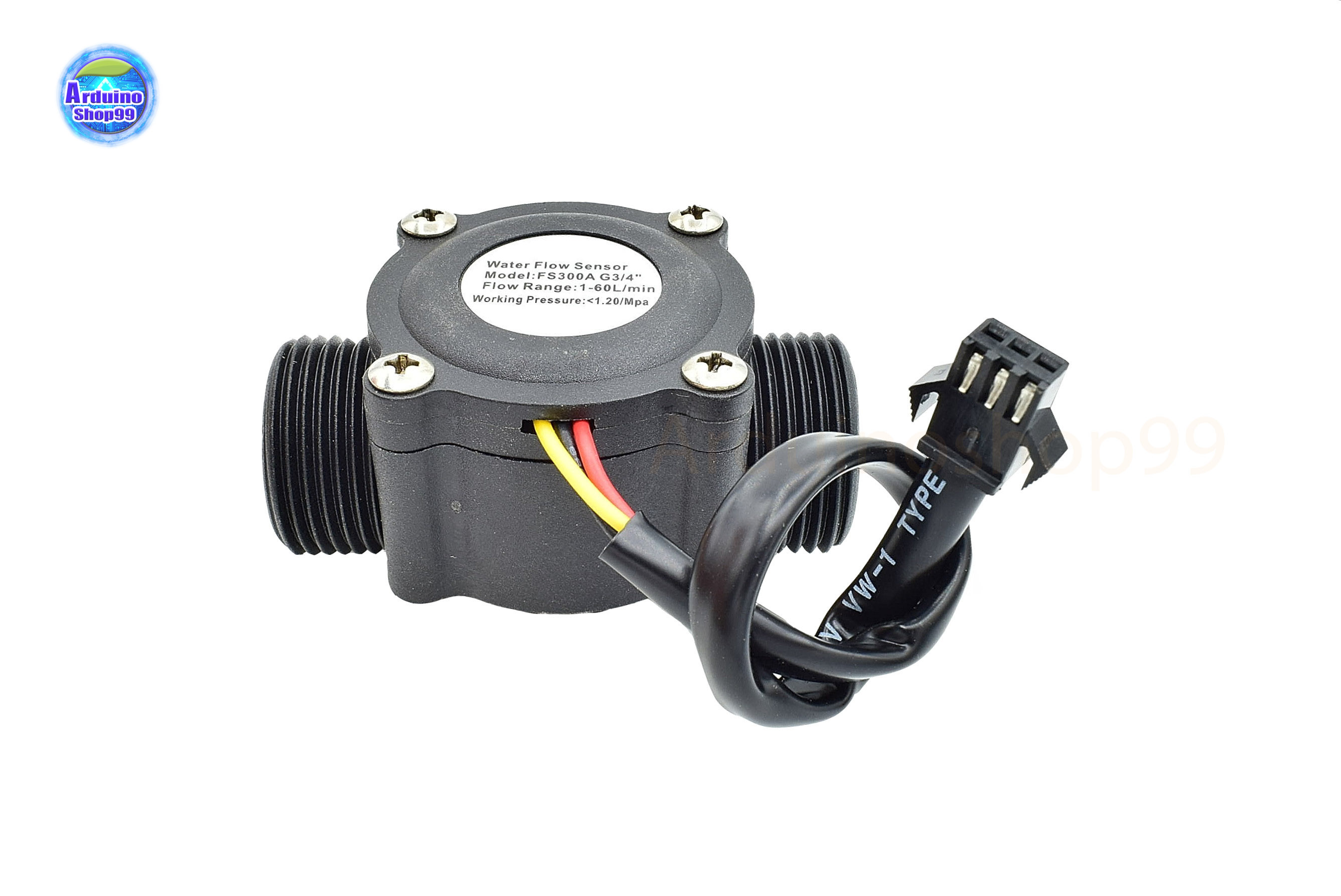 FS300A Hall Effect Water Flow Meter Sensor วัดอัตราการไหลของน้ำ ขนาดท่อ 3/4”