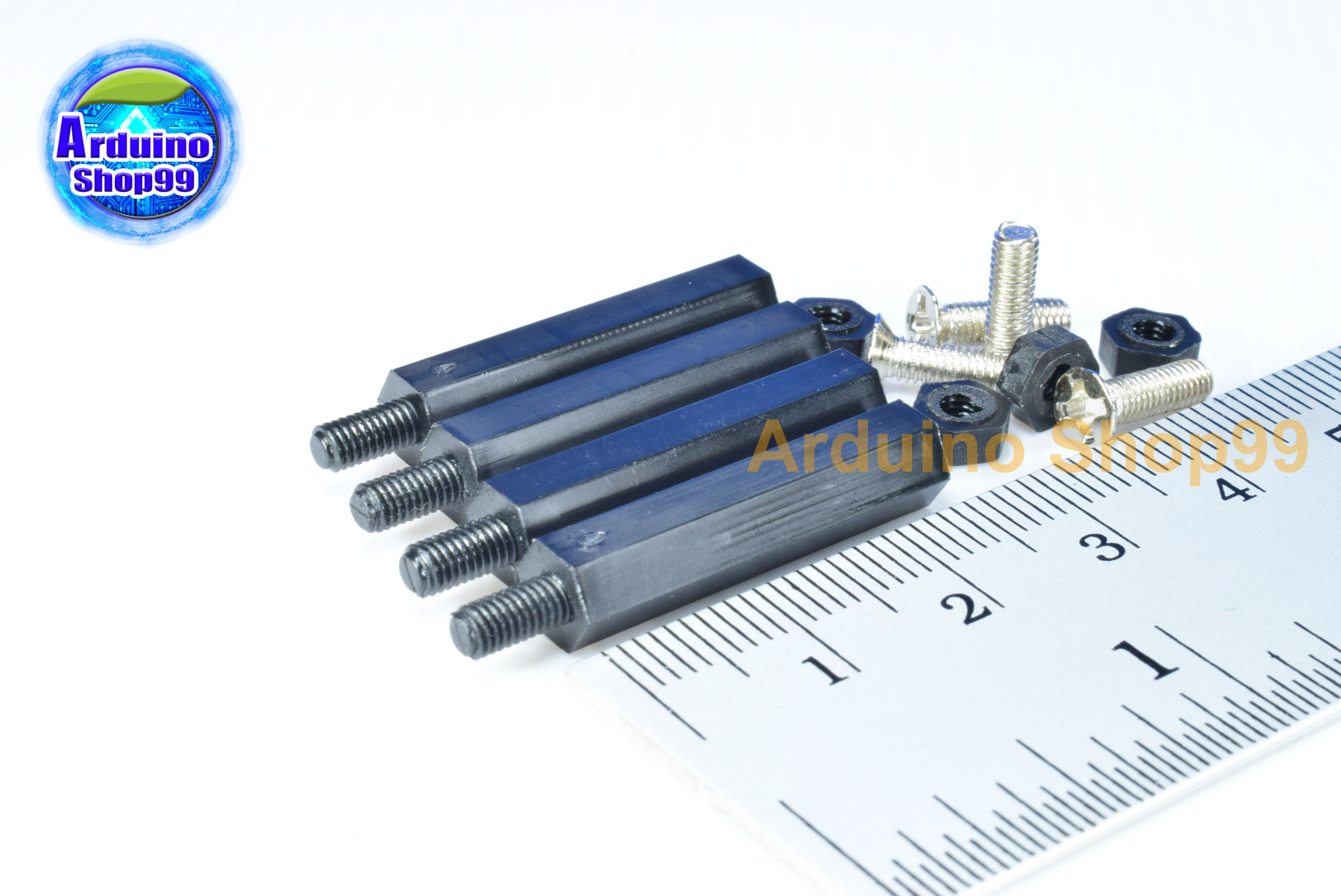M3*25+6 Column single head Black ( 1 ชุด 4 ตัว )+น๊อตหัวตัด
