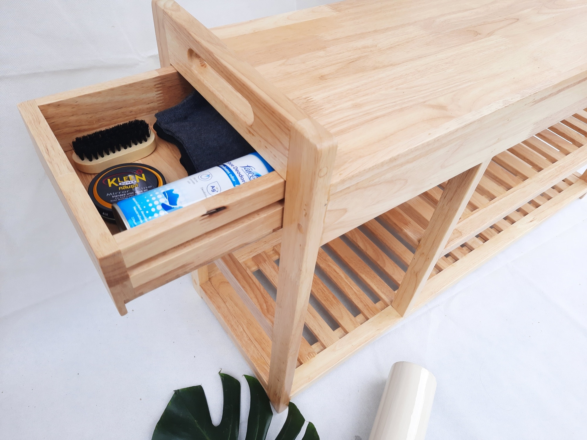 ชั้นวางรองเท้า งานไม้จริงสไตล์ญี่ปุ่น