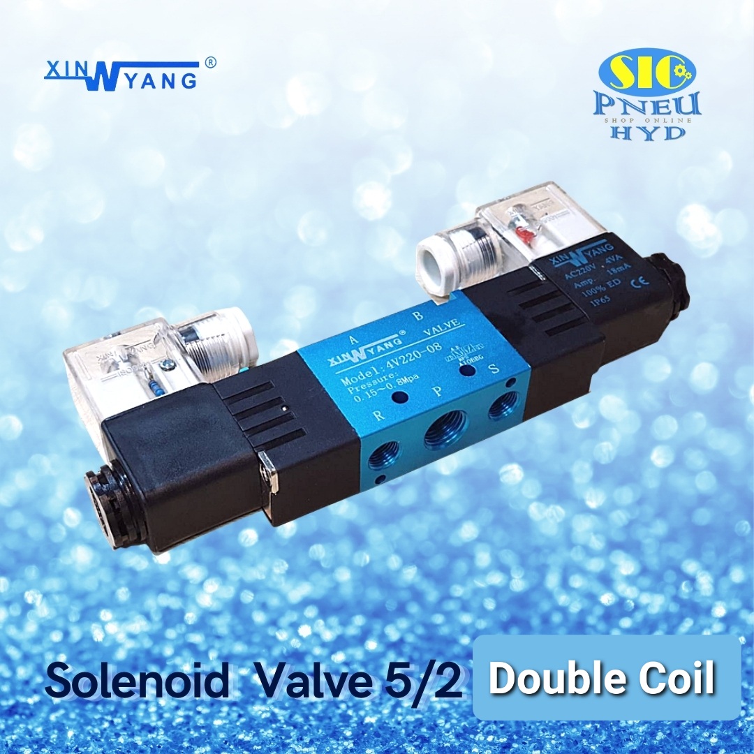 4V220 : SOLENOID VALVE XINYANG โซลินอยด์วาล์ว 5/2 DOUBLE COIL PORT 1/4" PT