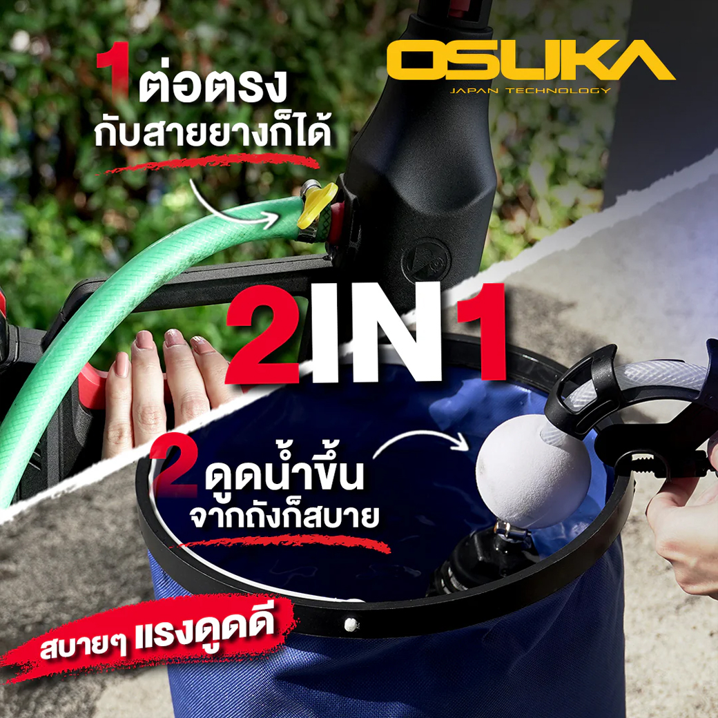 OSUKA OCPW607-N เครื่องฉีดน้ำแรงดันสูงไร้สาย 60Bar 20V (ตัวเปล่า)