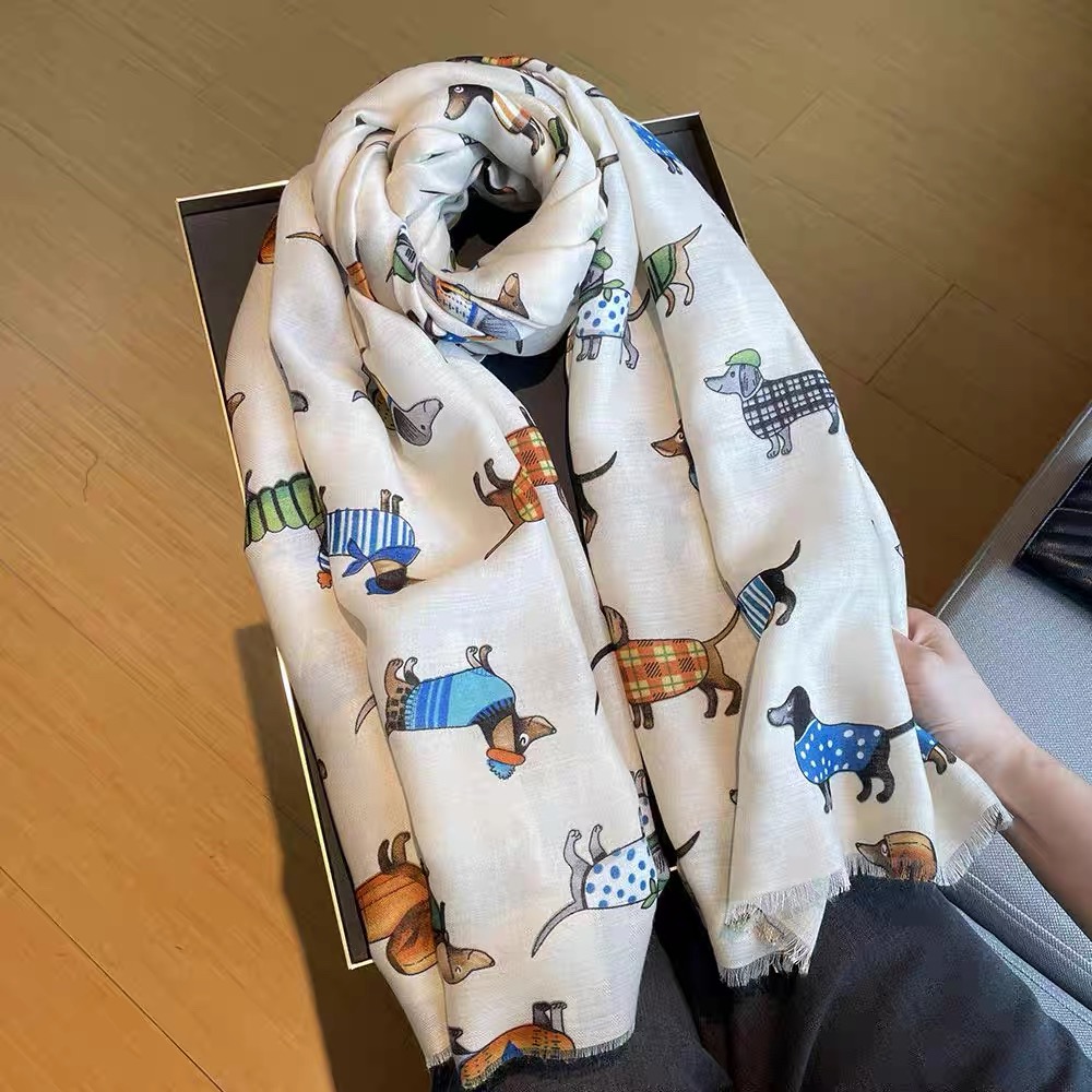 พรีออเดอร์ Cute Puppy Printed Scarf