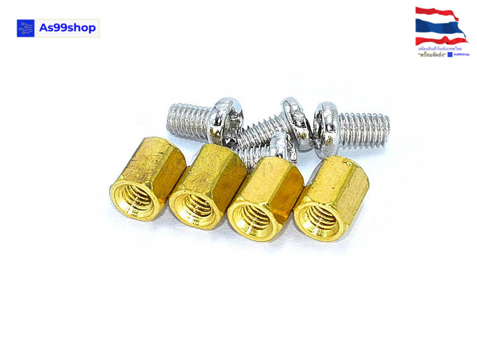 M3*6 double-pass hexagonal Copper column( 1 ชุด 4 ตัว )+น๊อต 4 ตัว