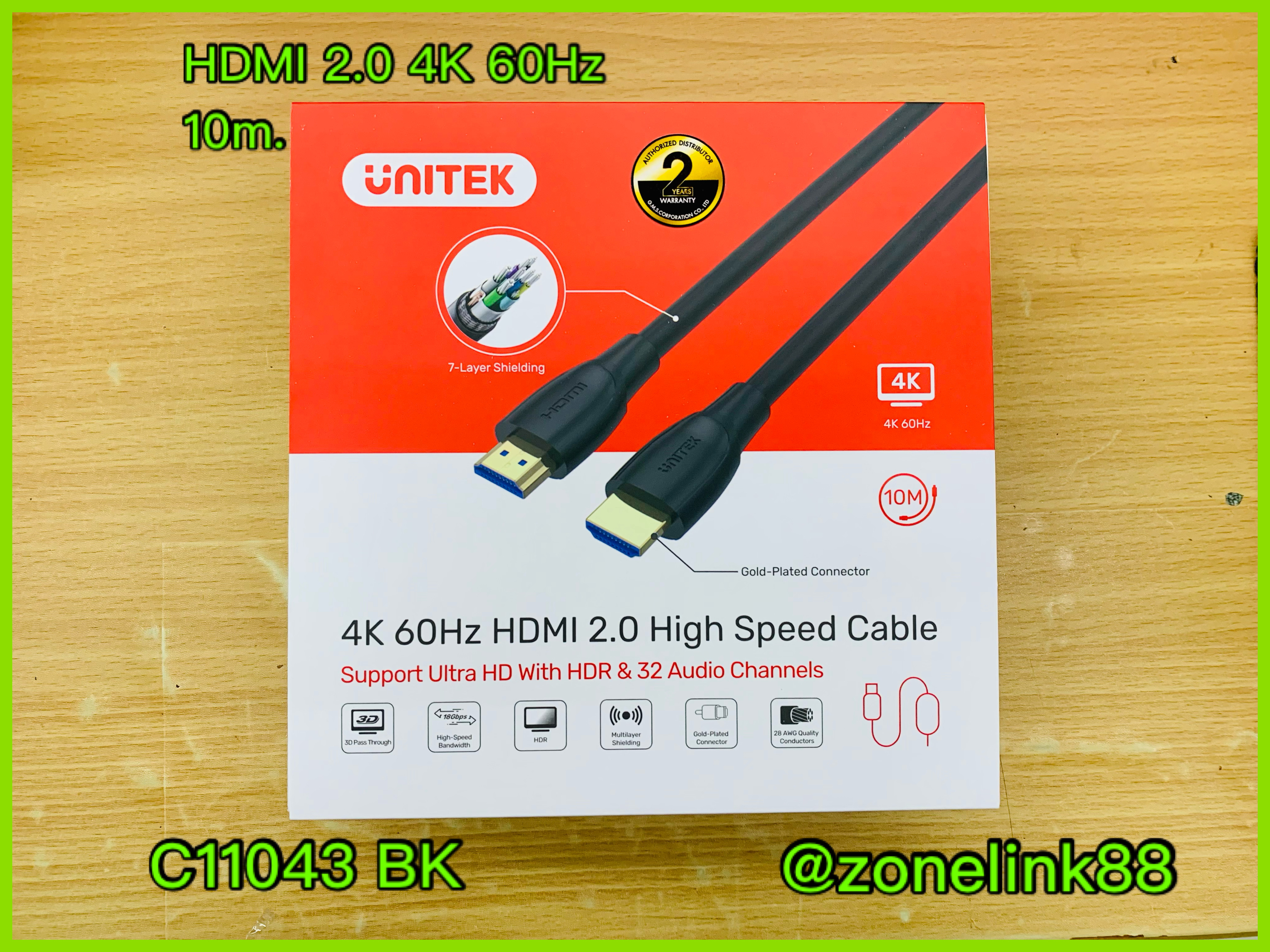 Unitek C11043 BK 10m 4K 60Hz HDMI 2.0 High Speed Cable