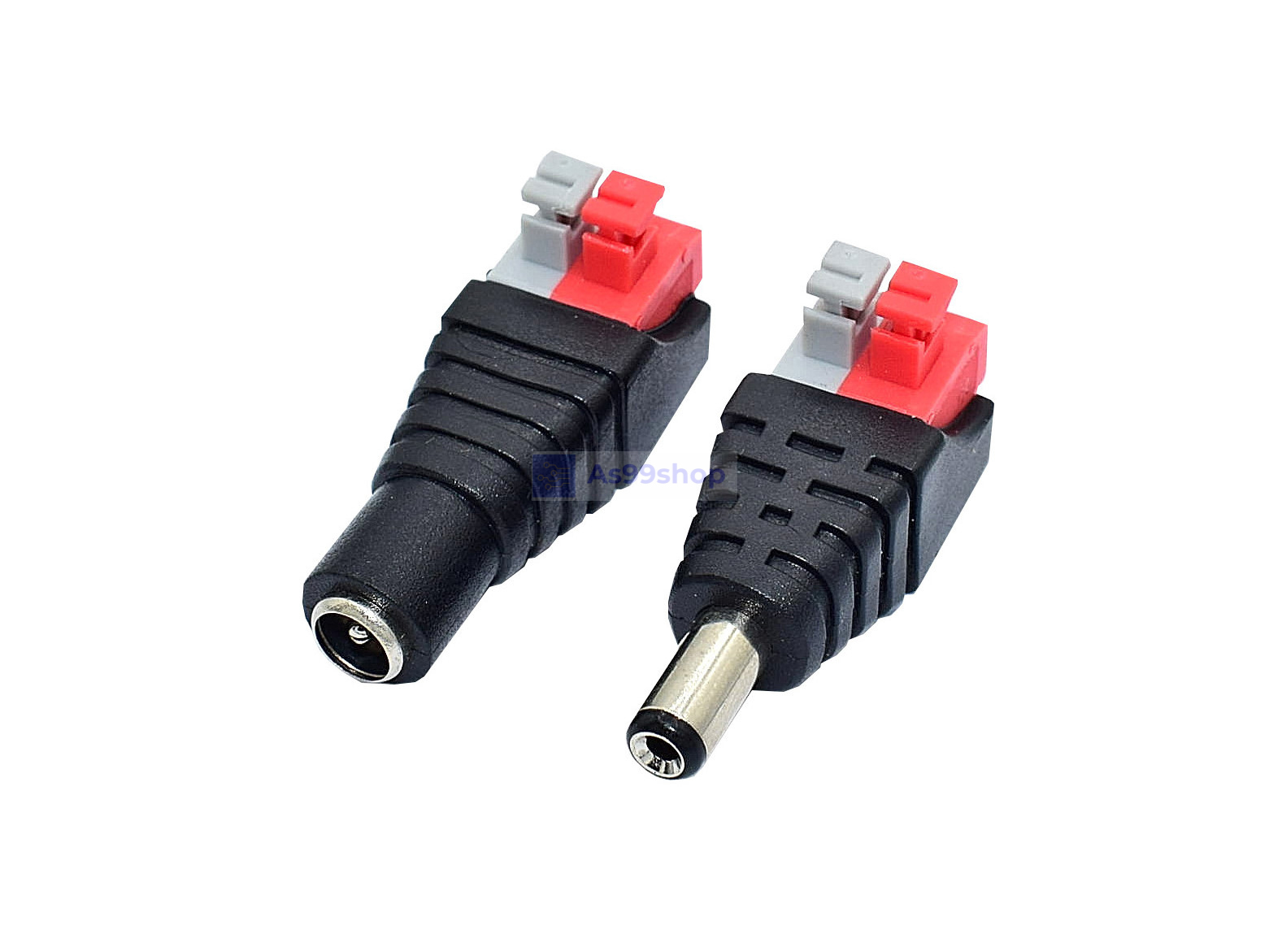 ปลั๊ก push-type DC power connector Male & Female 2.1x5.5mm ตัวผู้ +ตัวเมีย จำนวน 1 ชุด (2 ตัว)