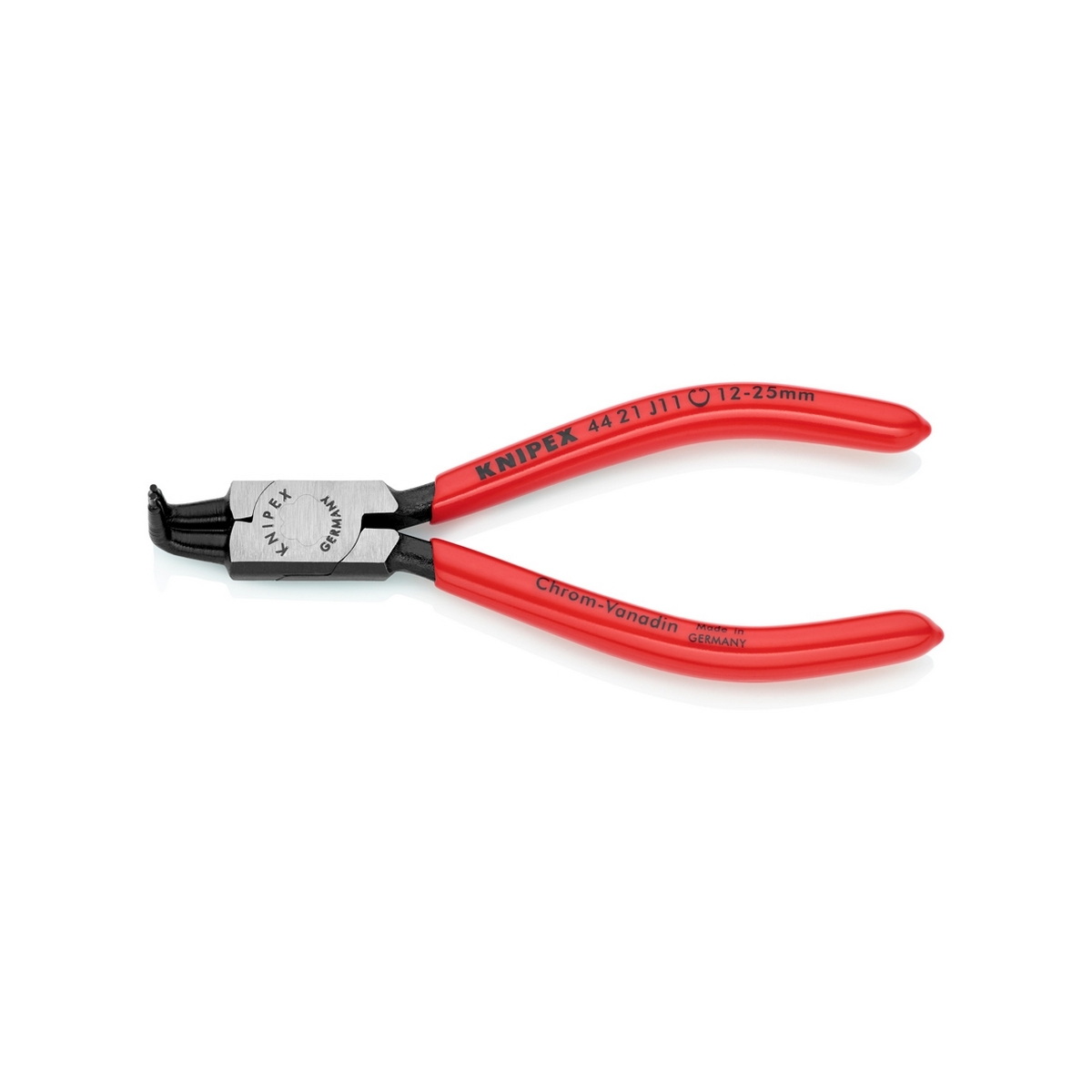 KNIPEX 44 21 J11 คีมหนีบแหวน 5" ปลายงอ ปลาย 1.3mm