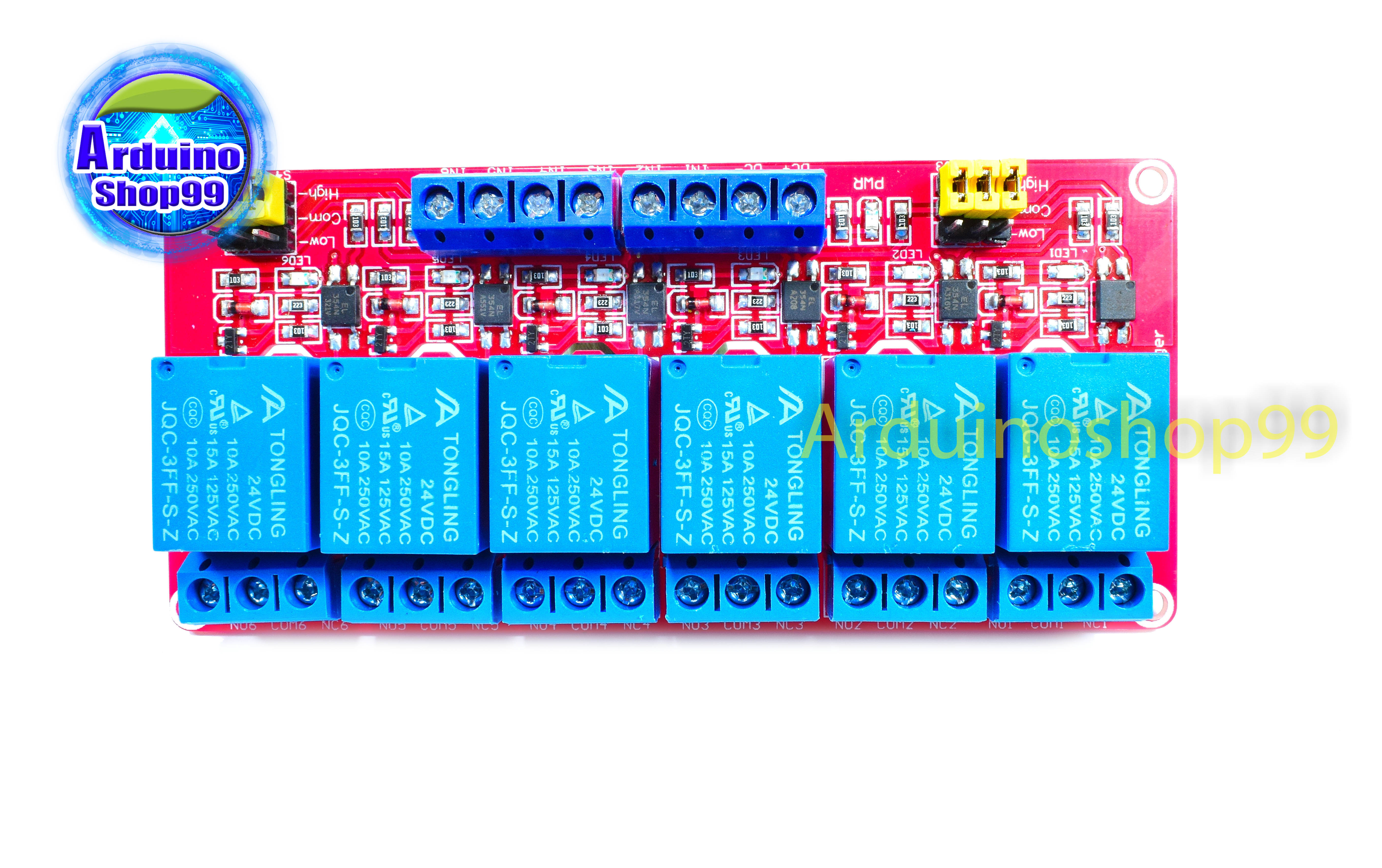 Relay 24v 6 Channel 10A 250V แบบ Active High/Low