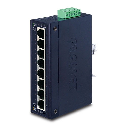 IGS-801T 8-Port 10/100/1000T Industrial Gigabit Ethernet Switch (-40~75 degrees C operating temperature)