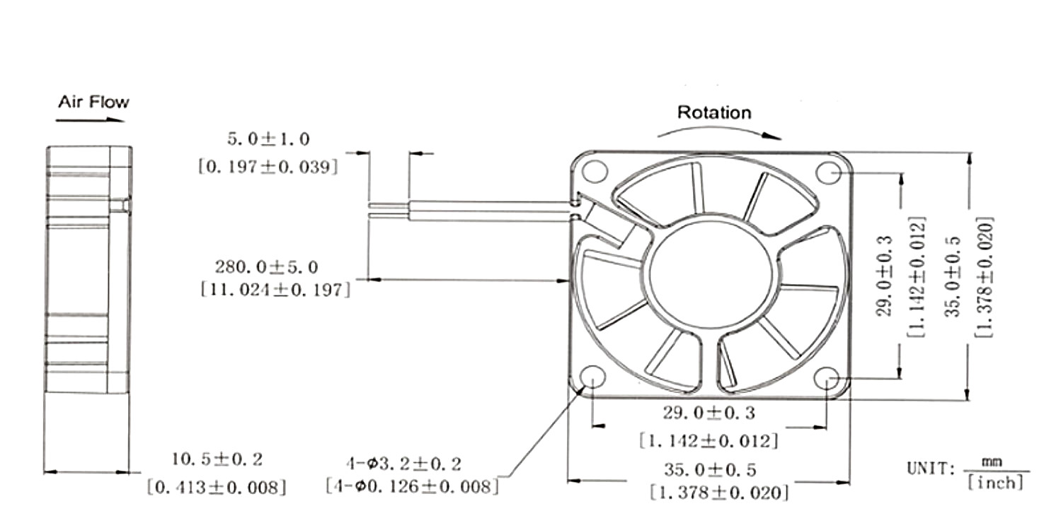 3510 พัดลมระบายความร้อนขนาดเล็ก 5V,12V,24VDC 35x35x10 mm. DC Brushless Fan( 1 ชิ้น)