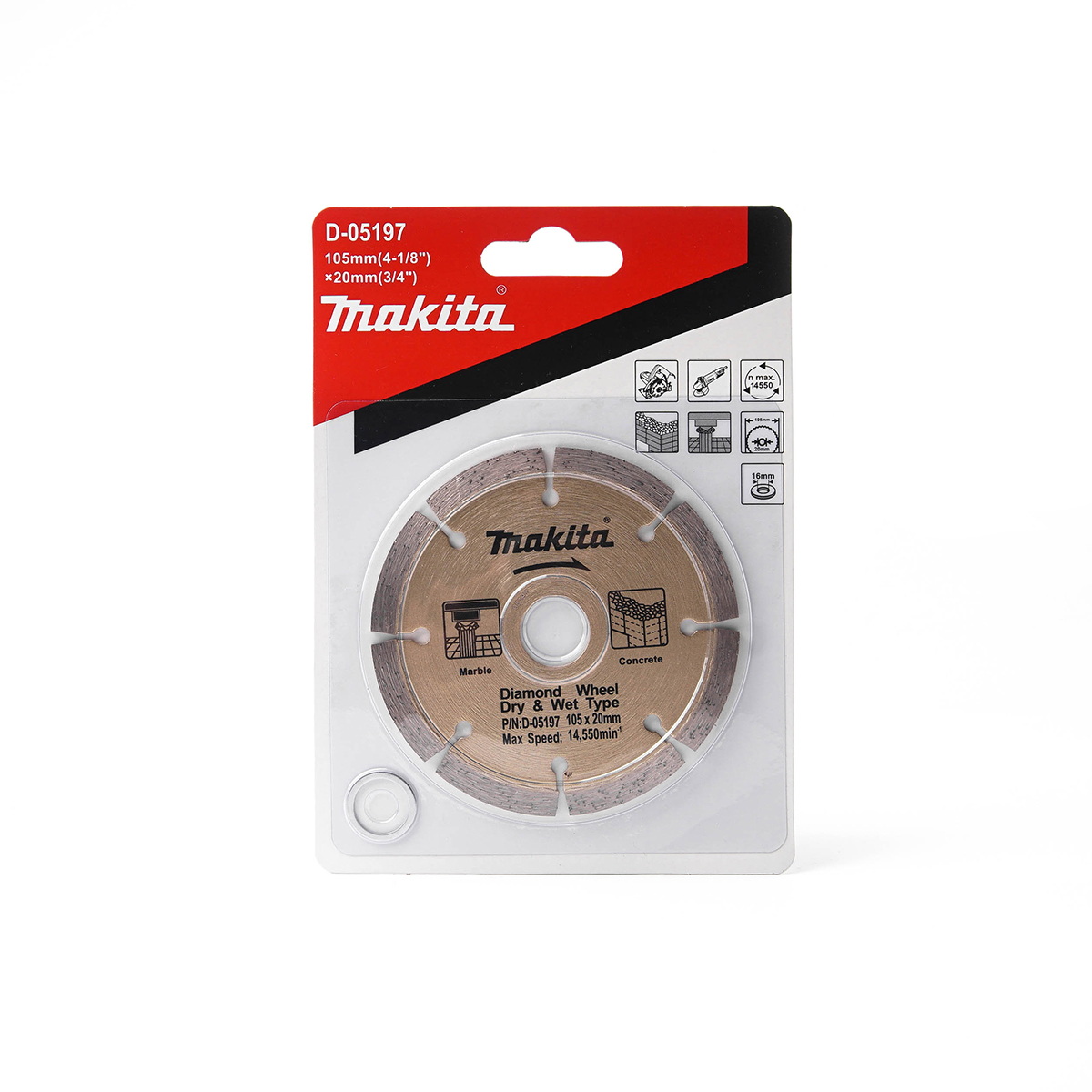 MAKITA D-05197 ใบเพชร 4"x19mm แห้ง สำหรับตัดปูน ตัดกระเบื้อง แกรนิต ของแท้ สินค้ามีพร้อมส่ง