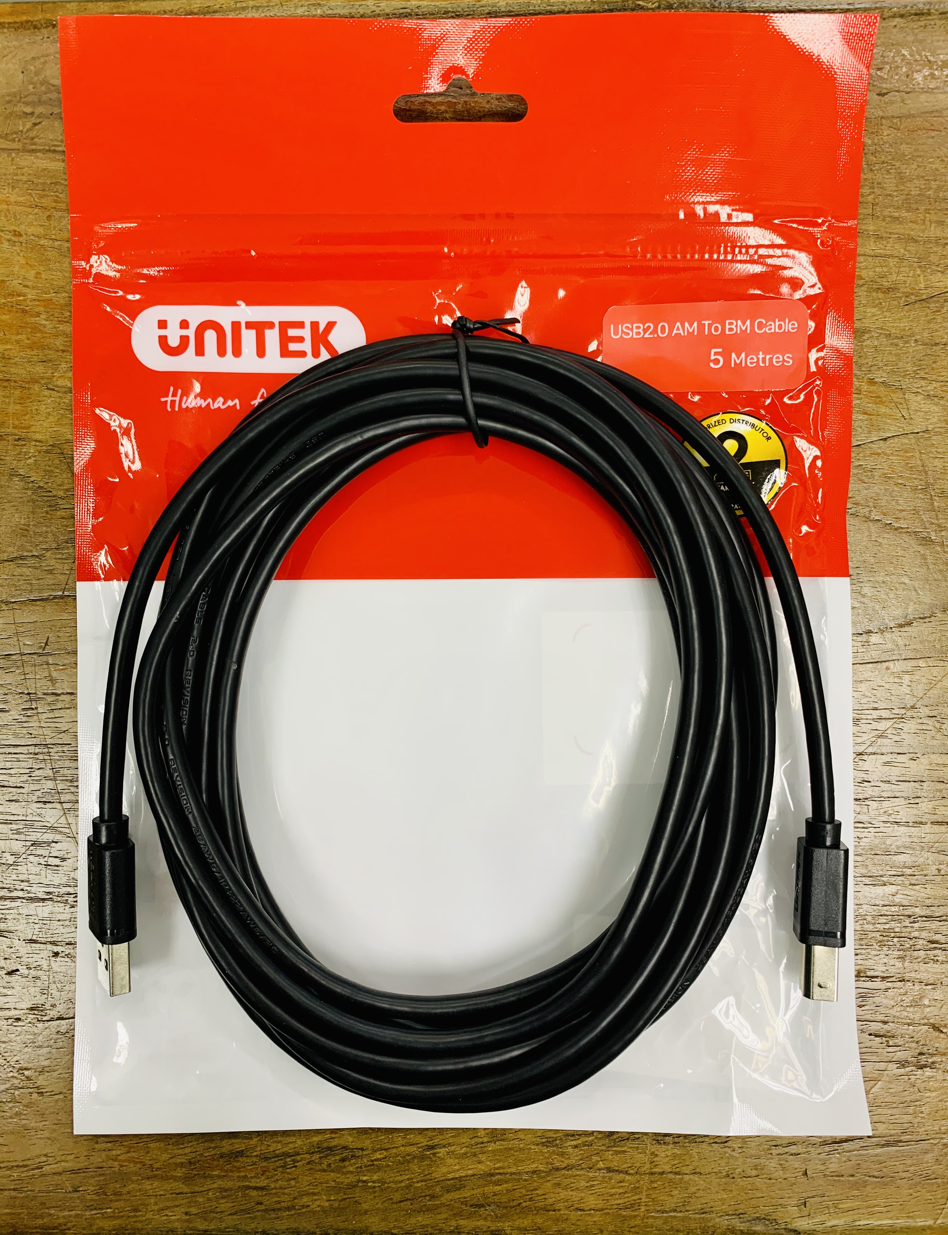 UNITEK Y-C421GBK 5m.USB 2.0 A(M) to USB-B(M) cable