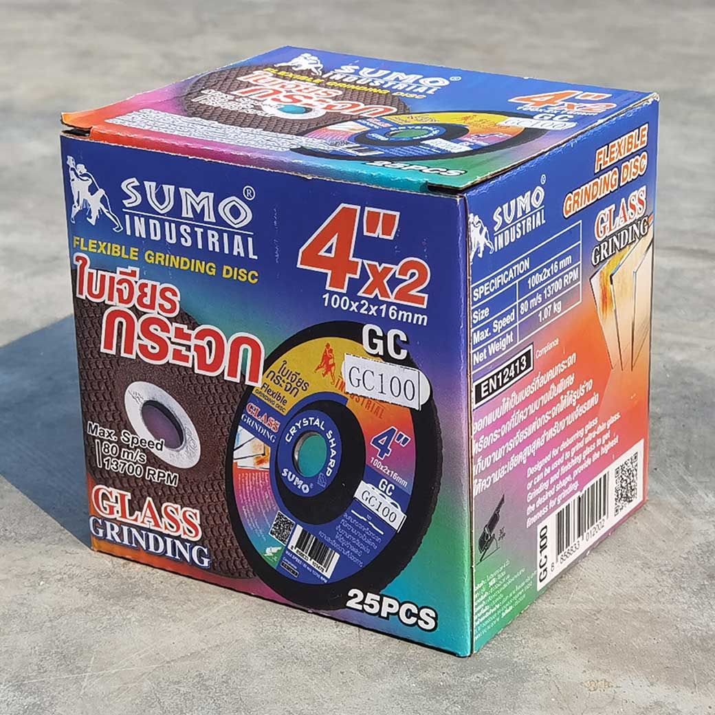 SUMO ใบเจียรกระจก 4"x2mm GC100 (25ใบ/กล่อง)