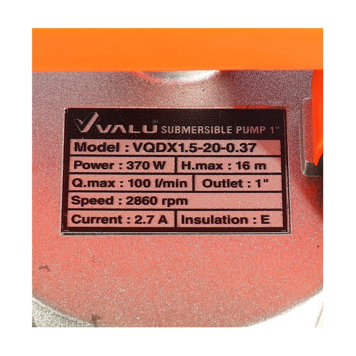 VALU VQDX1.5-20-0.37 ปั๊มแช่อลูมิเนียม 1" 370W H.16m 100L/mim