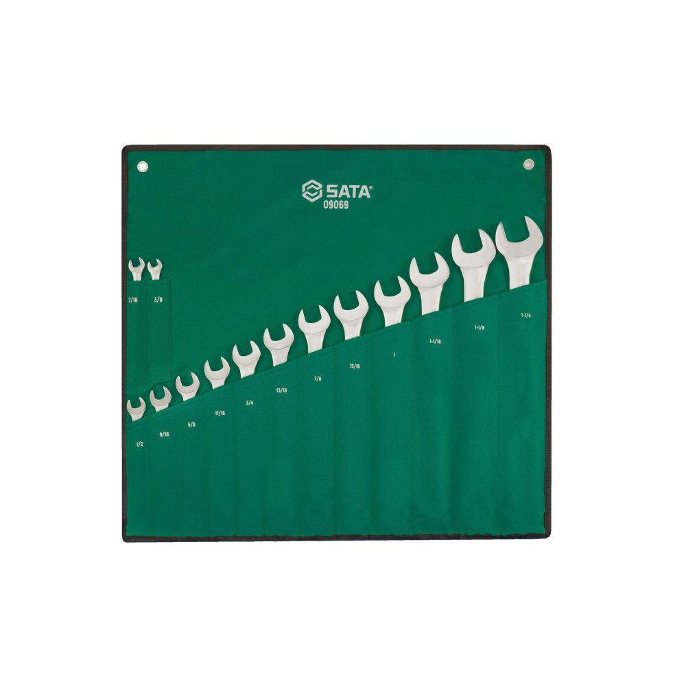 SATA 09069 ชุดประแจแหวนข้าง-ปากตาย หุน 14 ชิ้น 3/8"-1.1/4"