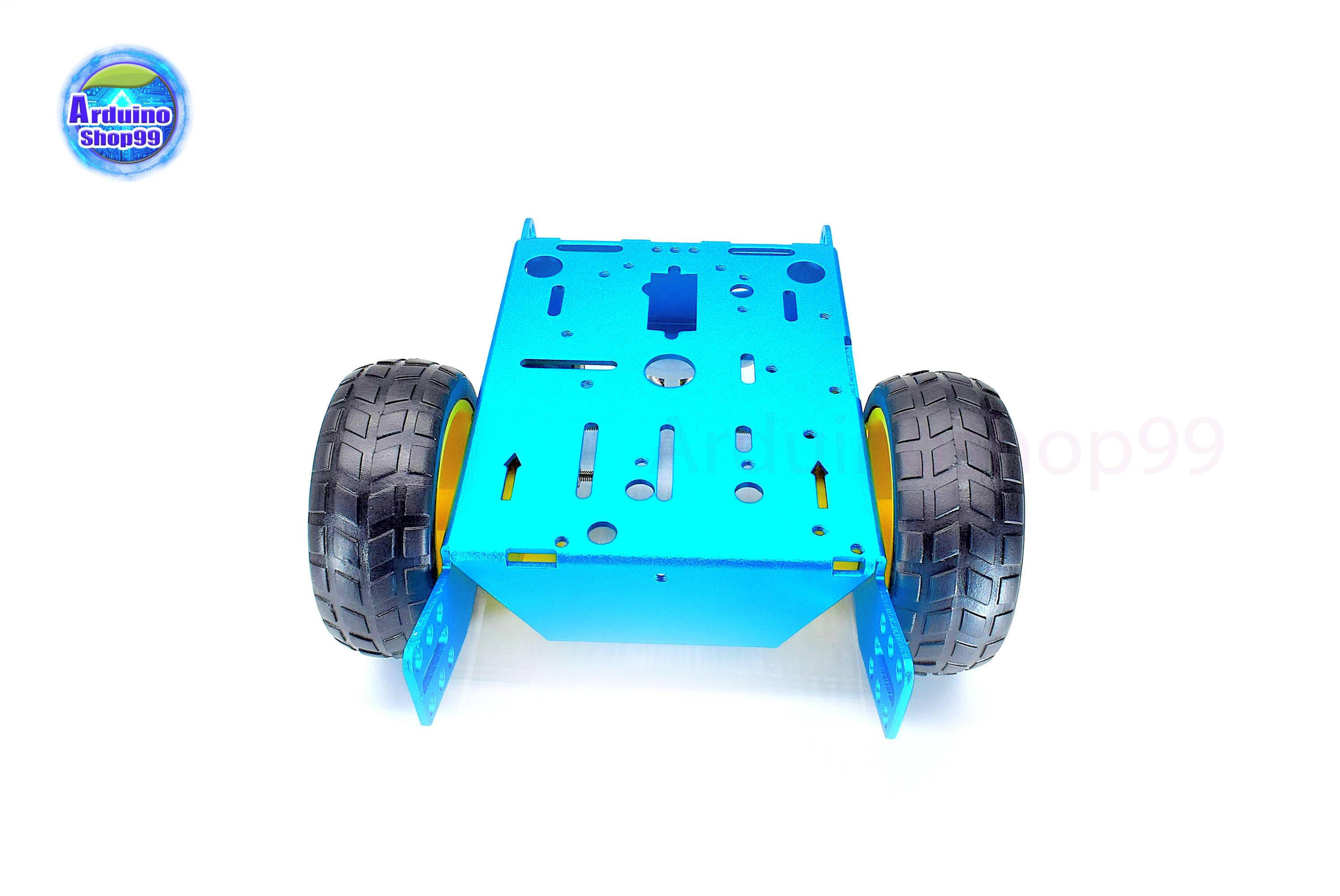 โครงรถหุ่นยนต์ Aluminum alloy robot Smart car ล้อเหลือง/ยางดำ สี Metallic Blue