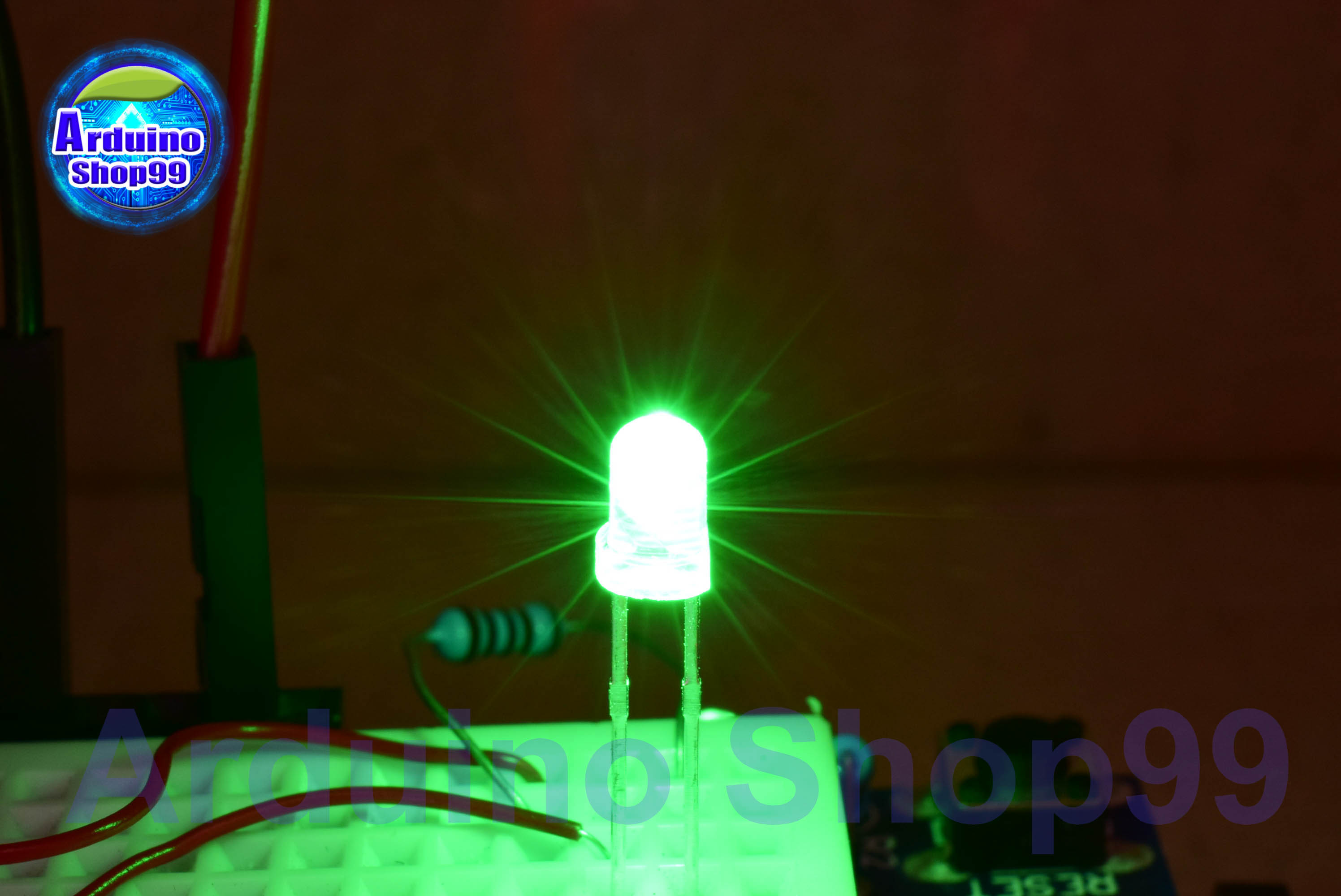 LED 3mm Green (สีเขียว) 1 ชุด 20 ตัว