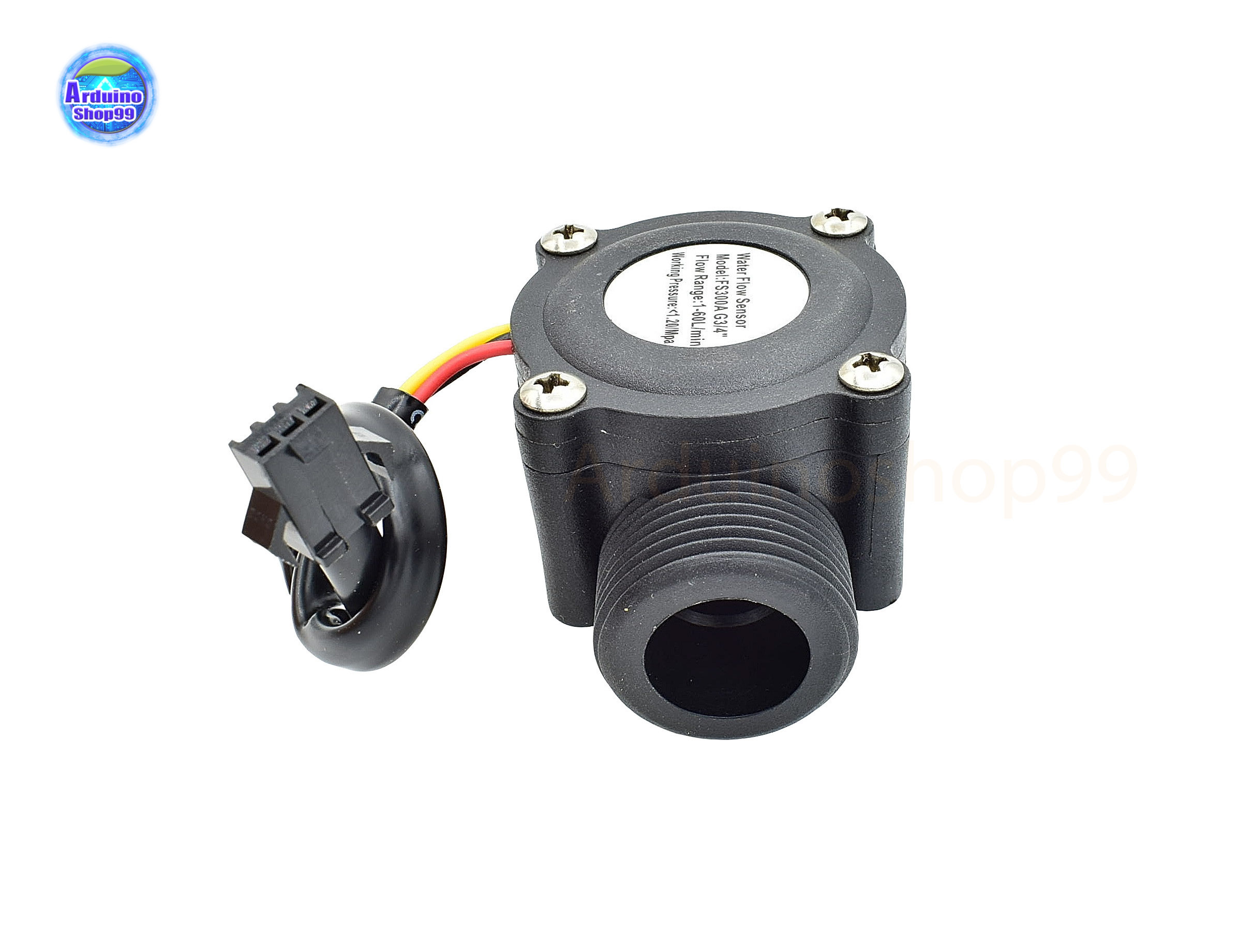 FS300A Hall Effect Water Flow Meter Sensor วัดอัตราการไหลของน้ำ ขนาดท่อ 3/4”