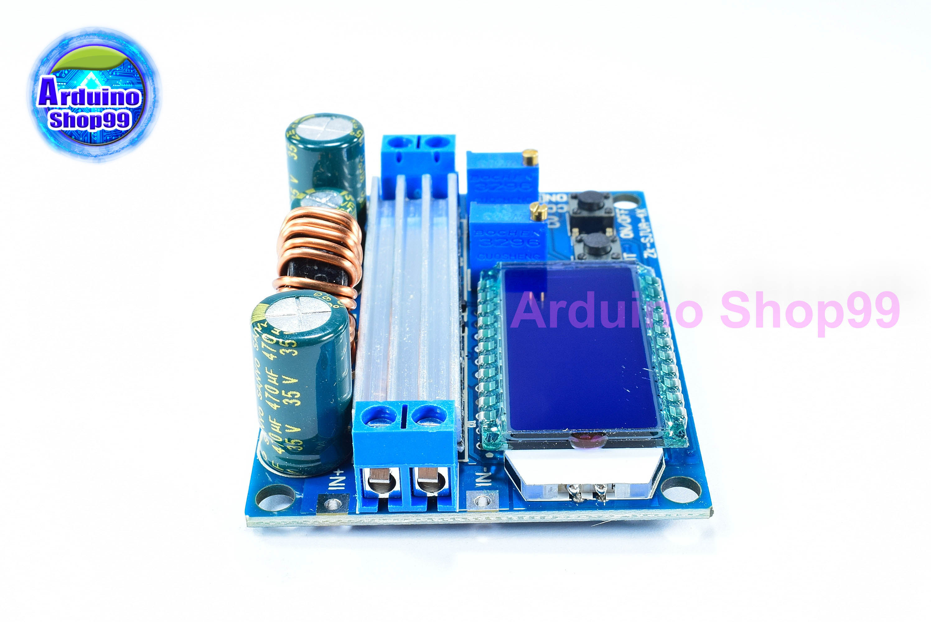 LCD Digital Display Buck-Boost Power Supply Module แปลงไฟจาก 5.5 - 30 Volt เป็น 0.5 - 30 Volt