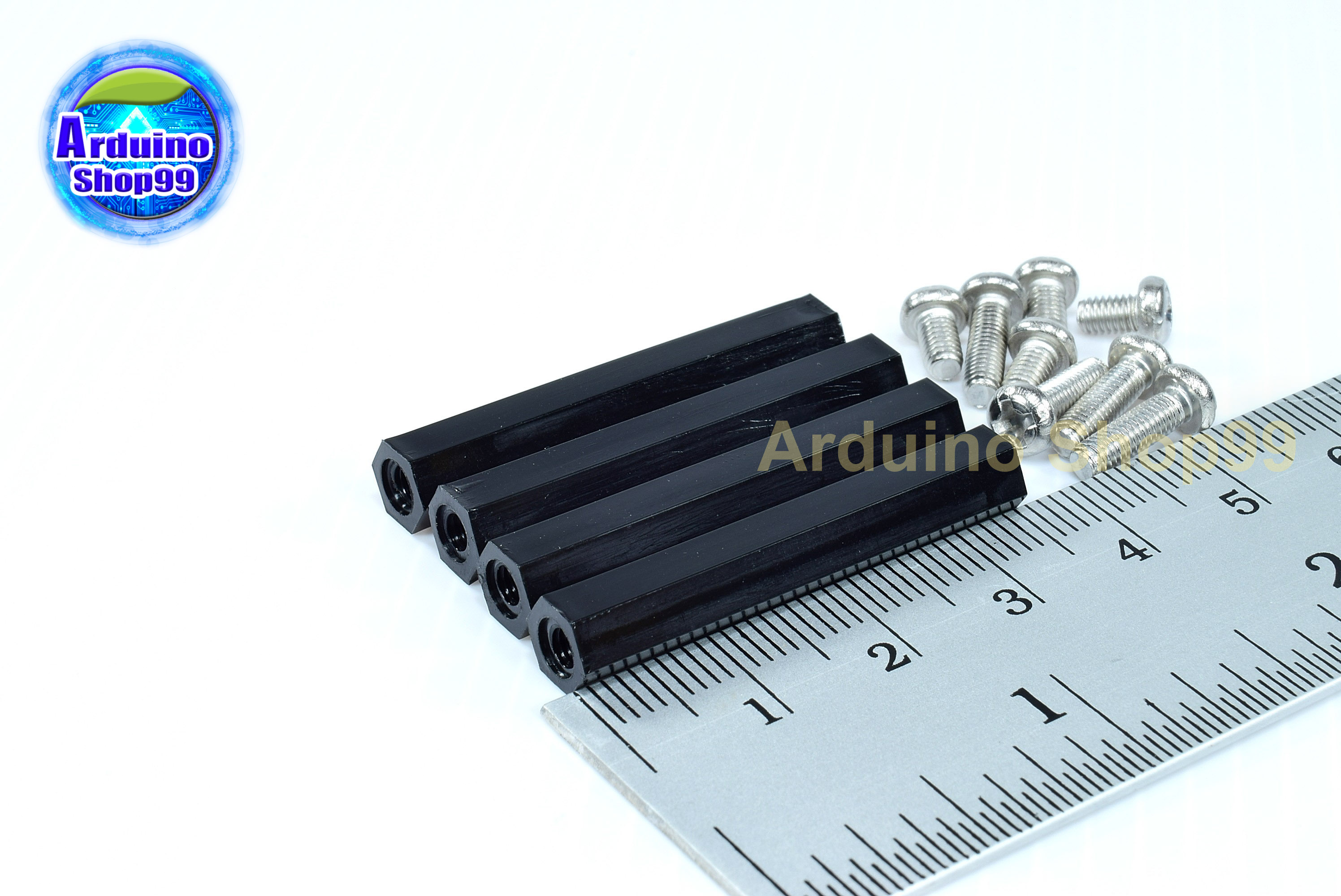 M3*35 column double-pass Black ( 1 ชุด 4 ตัว )+น๊อตหัวกลม 8 ตัว