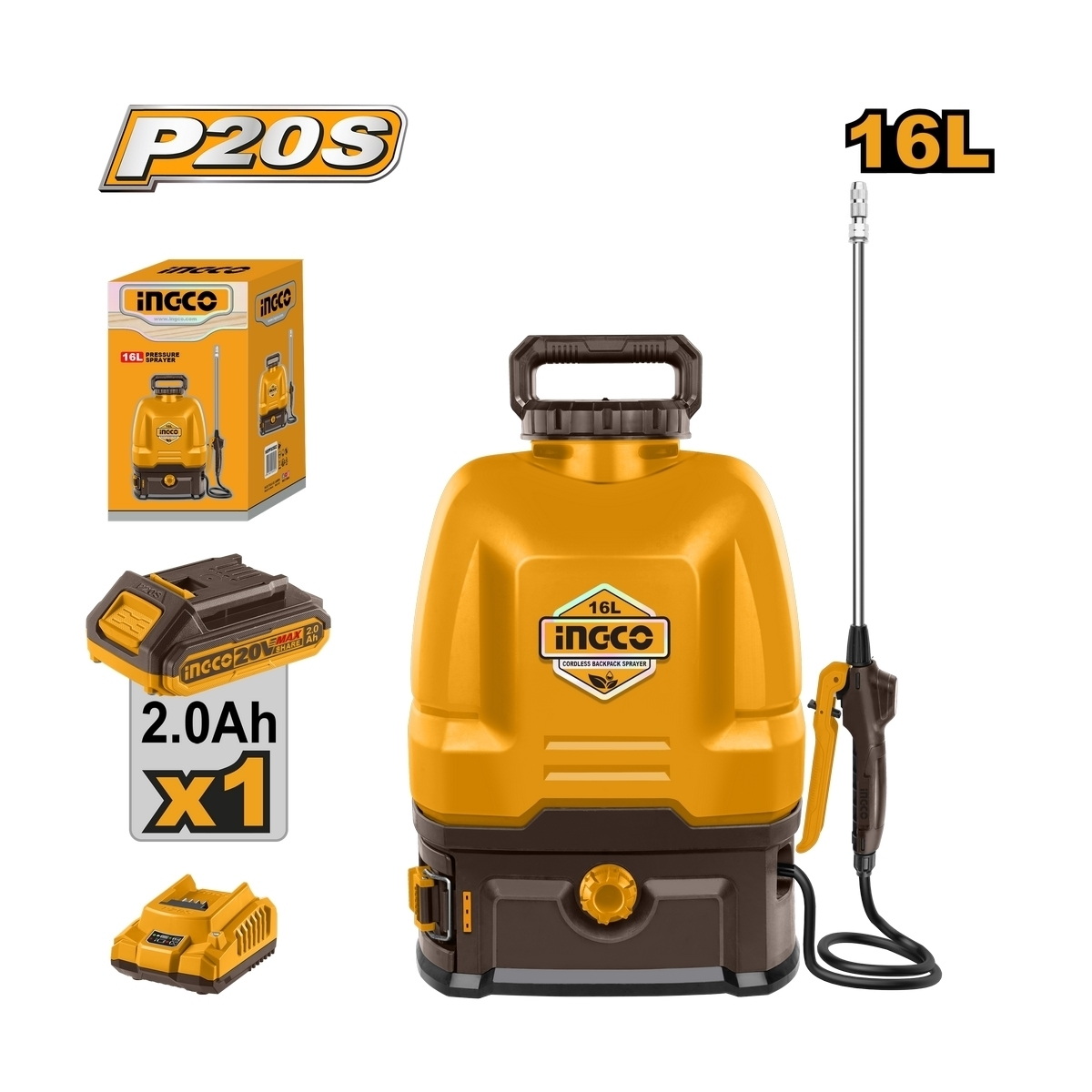 INGCO CSPLI20162 เครื่องพ่นยาไร้สาย 16L 20V แบตx1