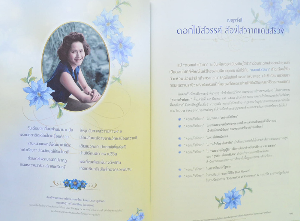 2 ทศวรรษ ดอกแก้วกัลยา ดอกไม้ฟ้าแห่งพระกรุณา ดอกไม้สัญลักษณ์ของคนพิการ