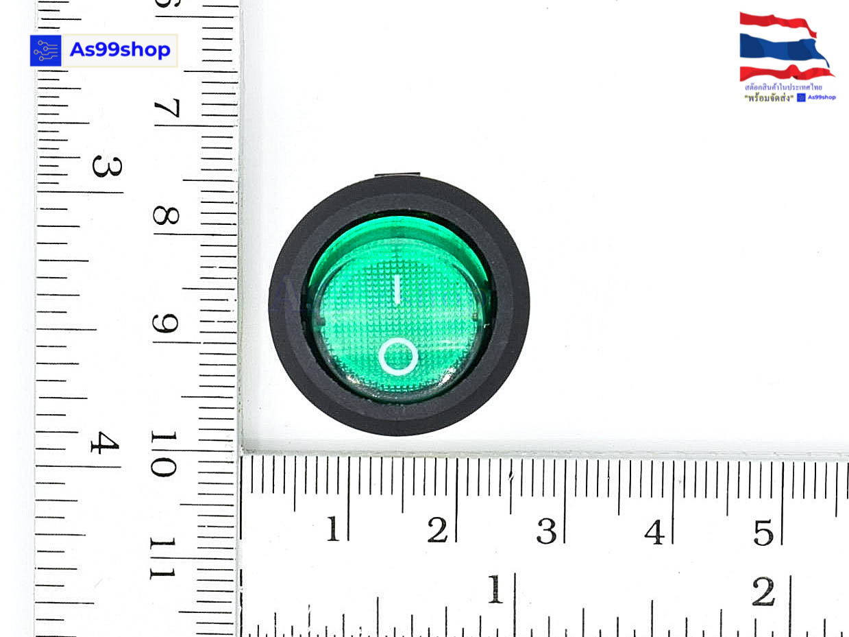 12V LED Dot Light Car Boat Auto Round ON/OFF Rocker Green( 1 ตัว)
