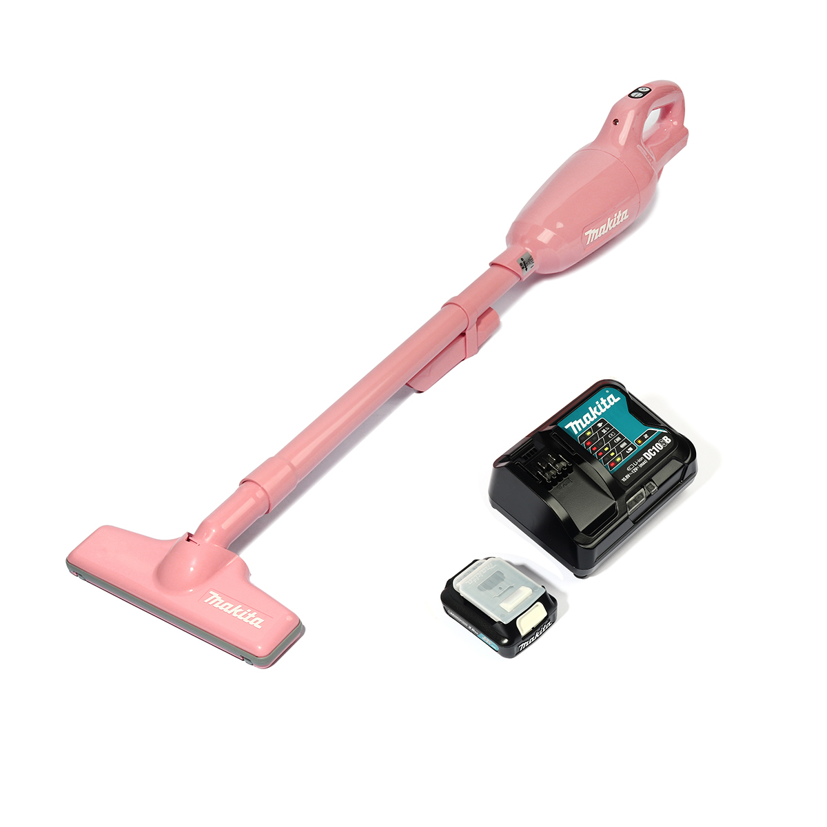 MAKITA เครื่องดูดฝุ่นไร้สาย 12 โวลต์ สีชมพู ที่เก็บฝุ่น 600 มล. รุ่น CL108FDSAP แรงดันลมสูงสุด 4.4 KPA สีชมพู รวมแบตเตอรี่-แท่นชาร์จ (มากีต้า)