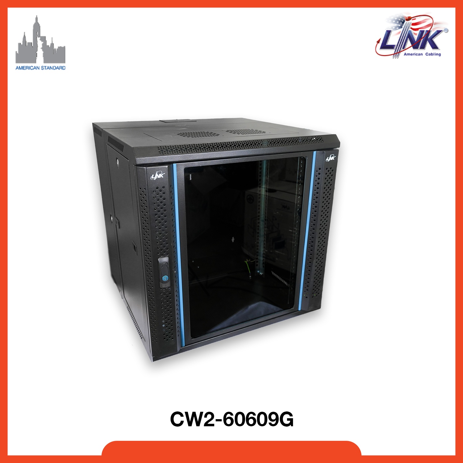 Link CW2-60609G 19" Glass Wall Rack 9U (60x60x50.5cm)