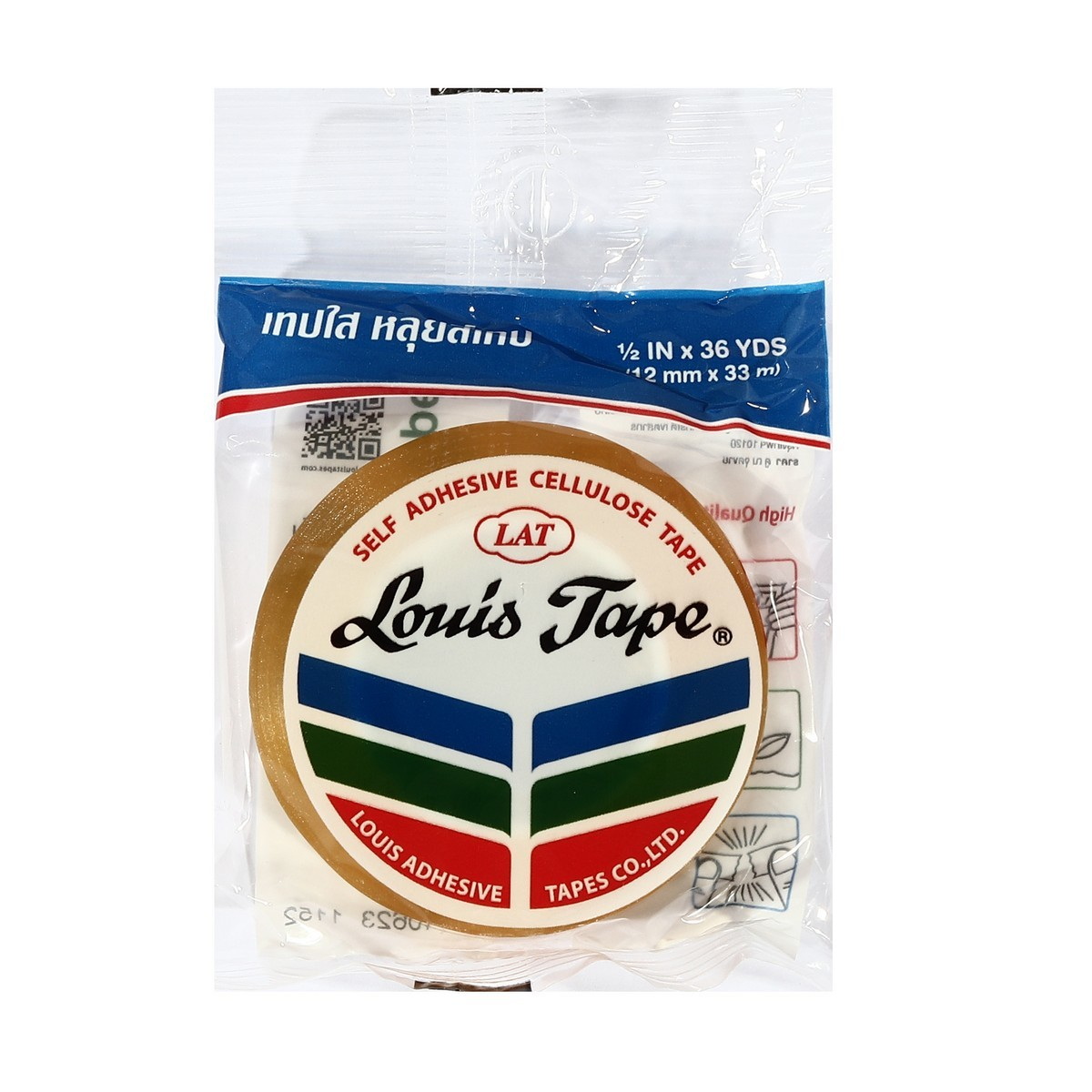 LOUIS TAPE เทปใส แกนเล็ก,แกนใหญ่ หน้ากว้าง 1/2",3/4",1" ยาว 36 หลา